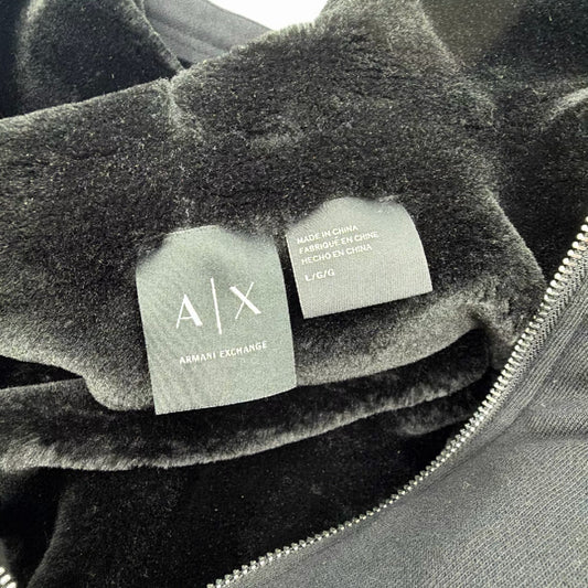 Armani Exchange Black Faux Fur Lined Large Hoodie