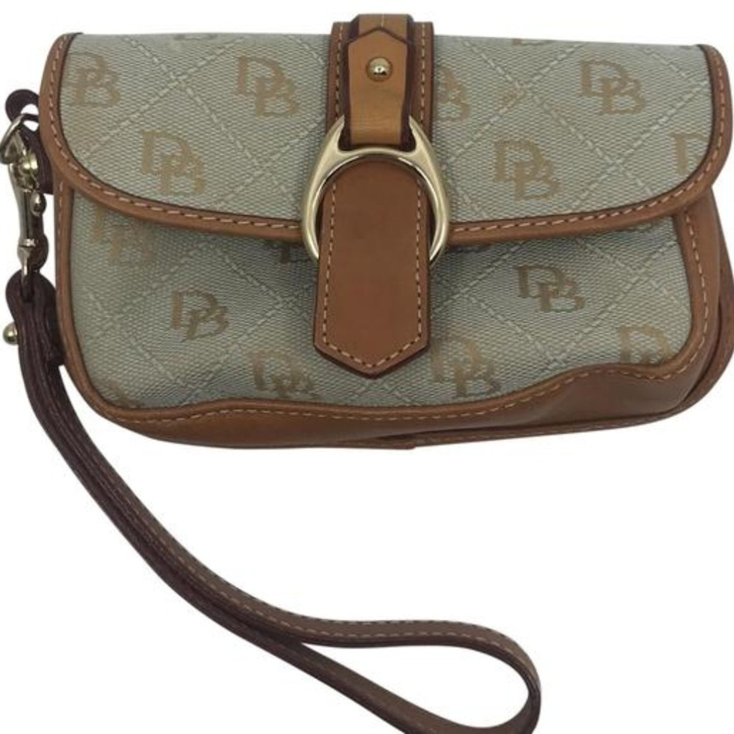 Dooney & Bourke Olive Green Brown Leather Wristlet