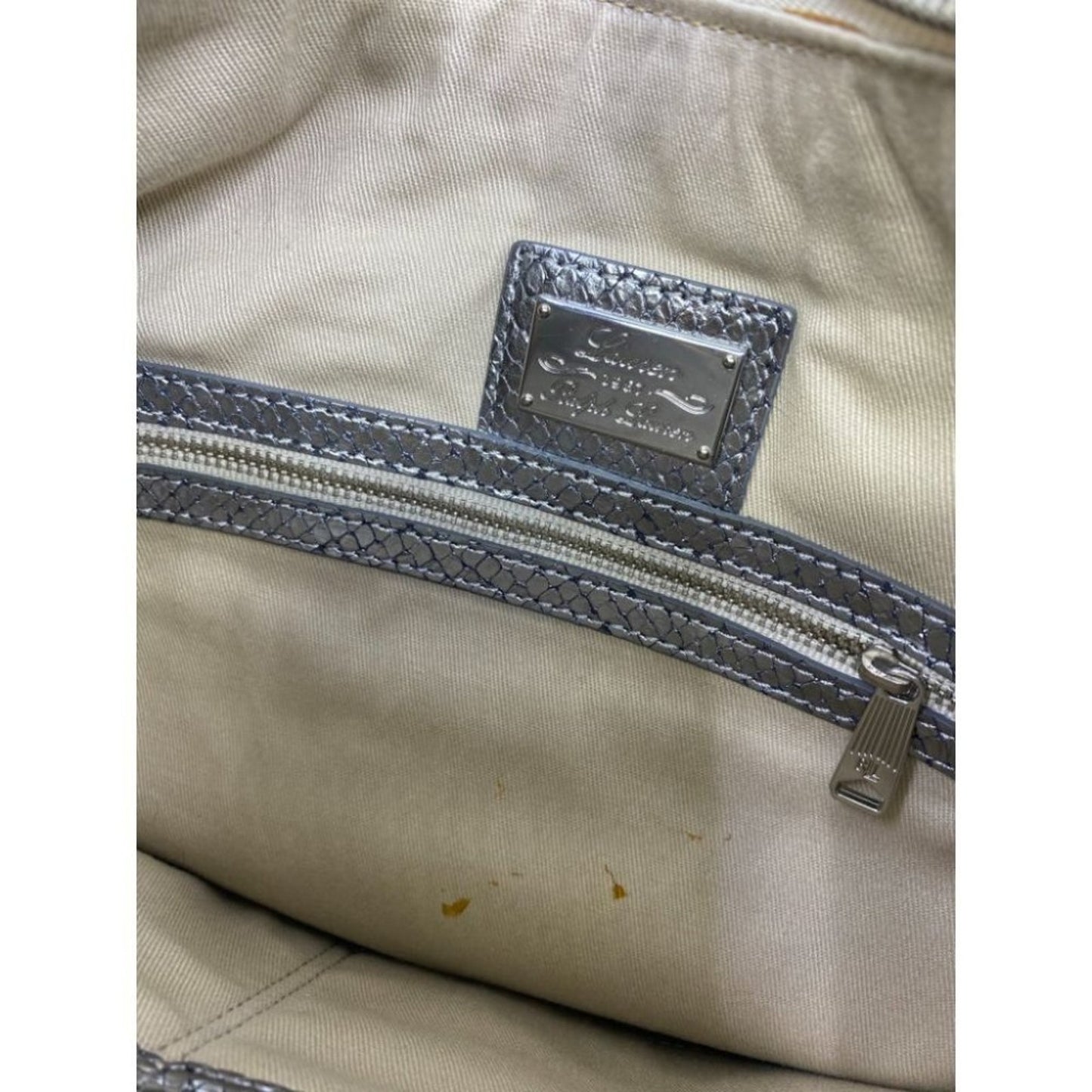 COLE HAAN Silver Snake Print Leather Hobo Bag