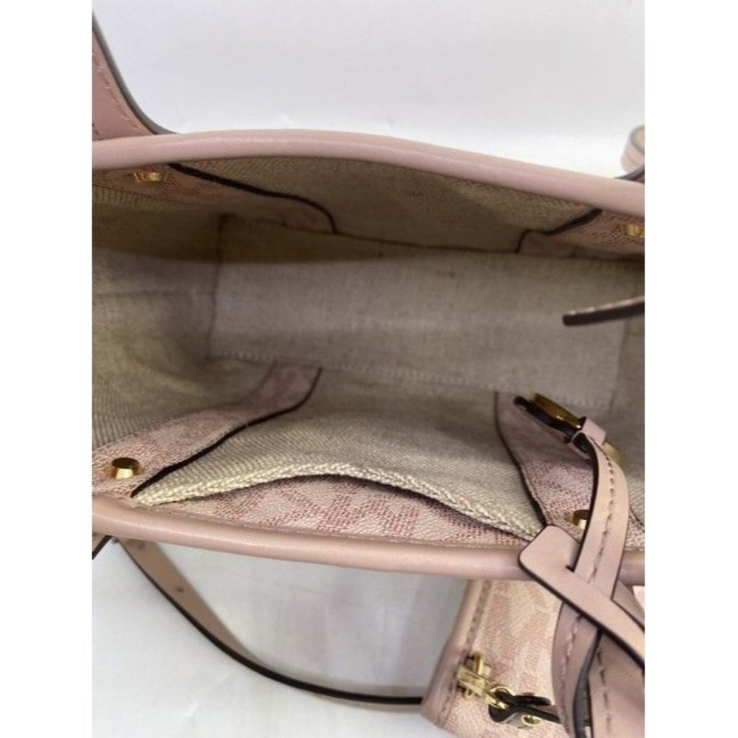 Michael Kors Brooklyn Eva Studded With Pouch Smokey Rose Embossed Pebble…