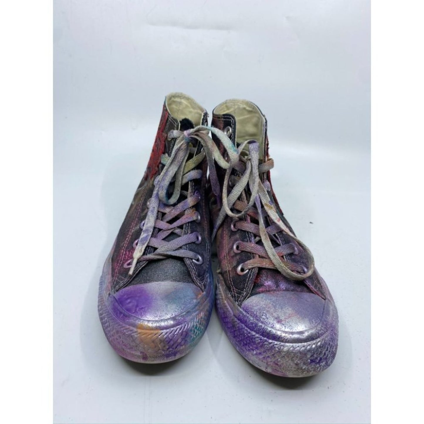 Converse Sneakers Customized Black Silver Womens 8
