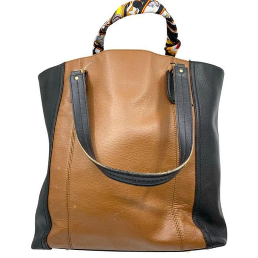 Ralph Lauren Black Brown Faux Leather Shoulder Bag