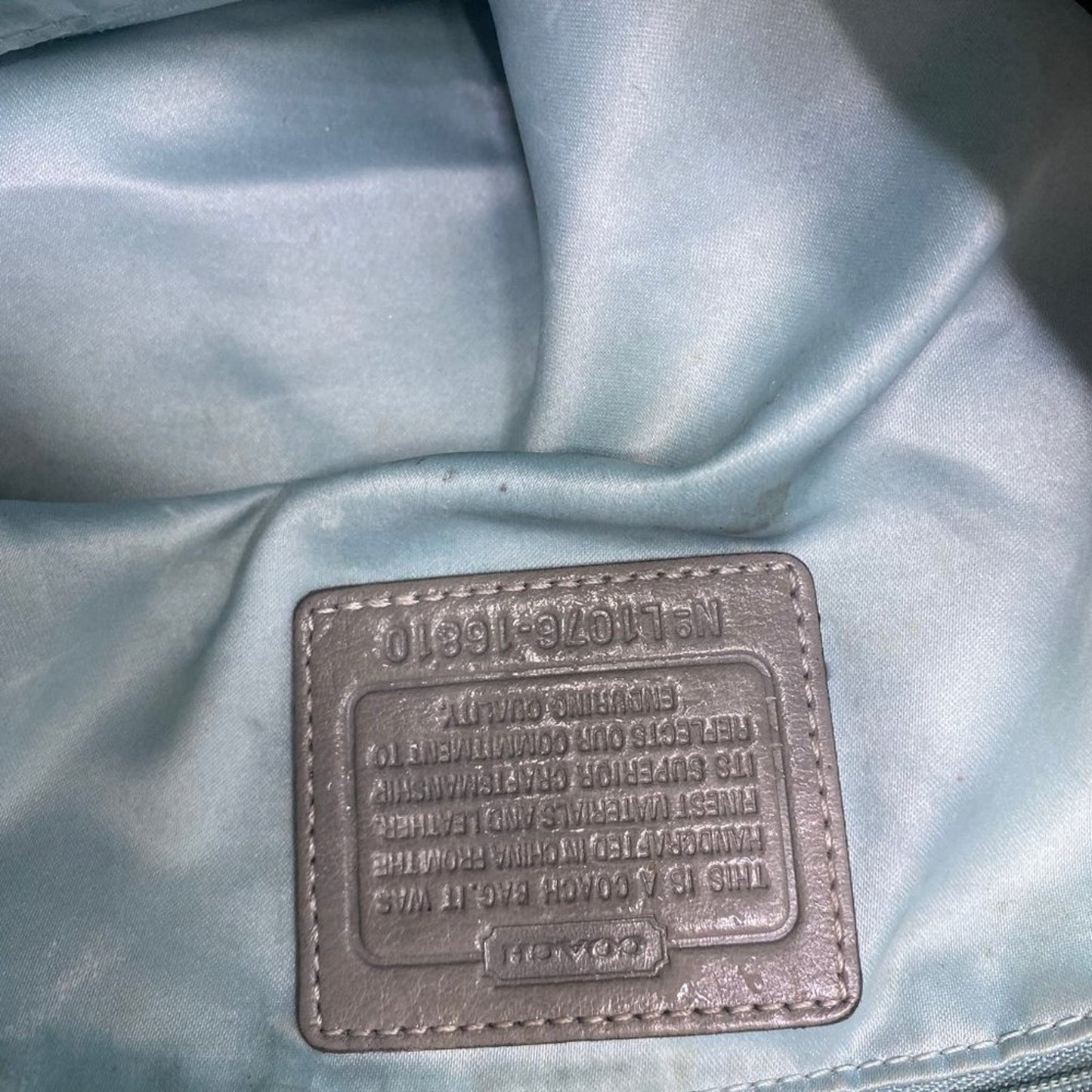 Coach Large Snake Embossed Gray Leather Shoulder