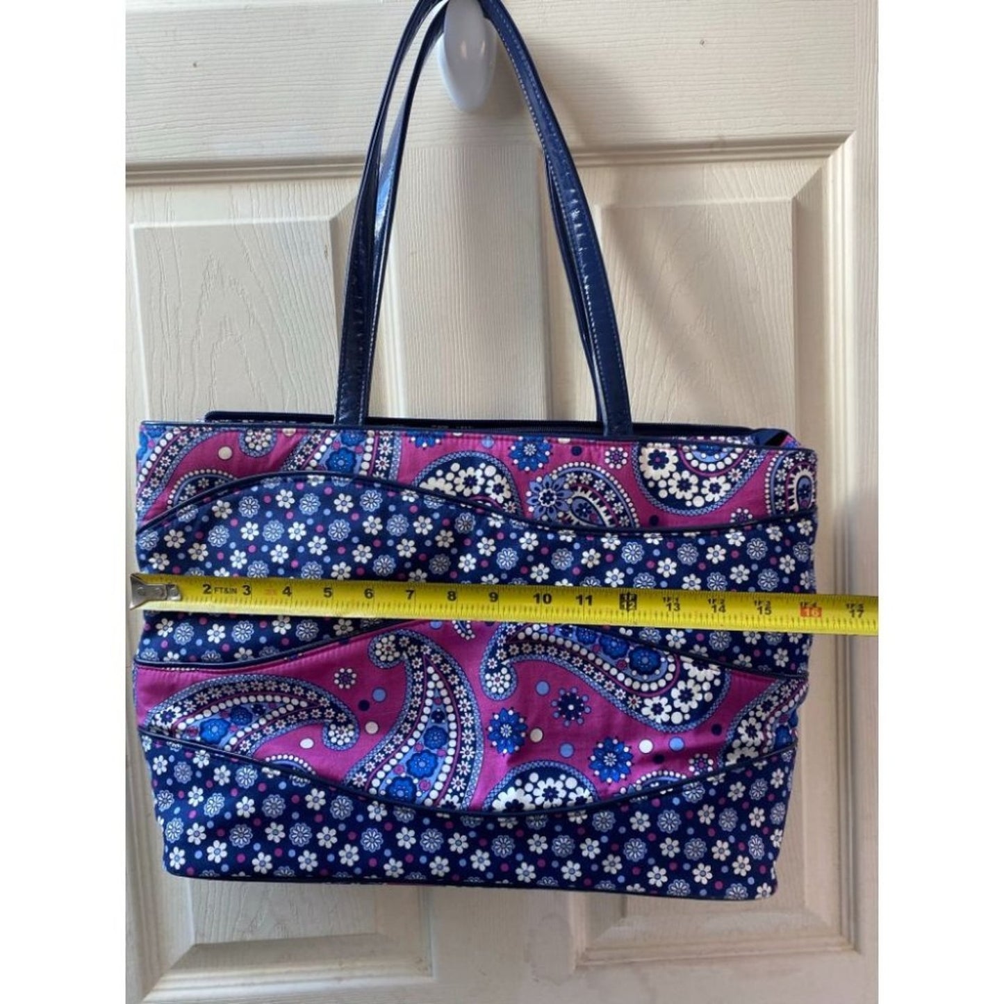 Vera Bradley Blue Pink Quilted Fabric Tote Bag