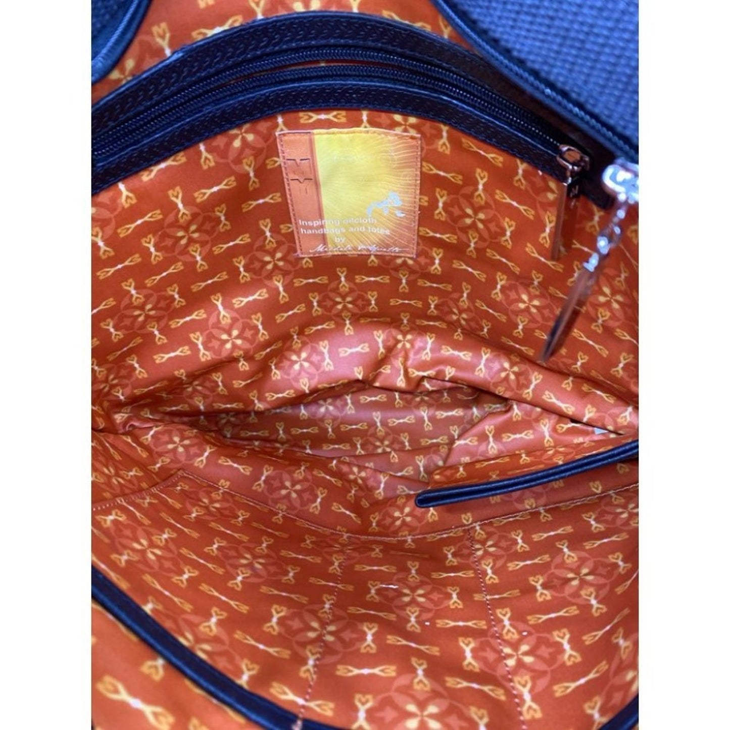Oilcloth Orange Brown Large Nylon Tote Bag
