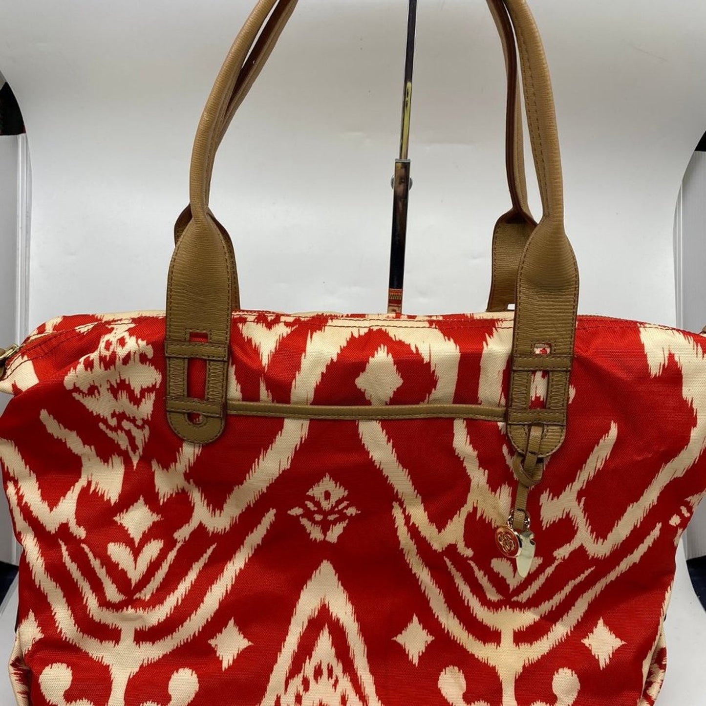 Stella & Dot Red Print Fabric Shoulder Bag