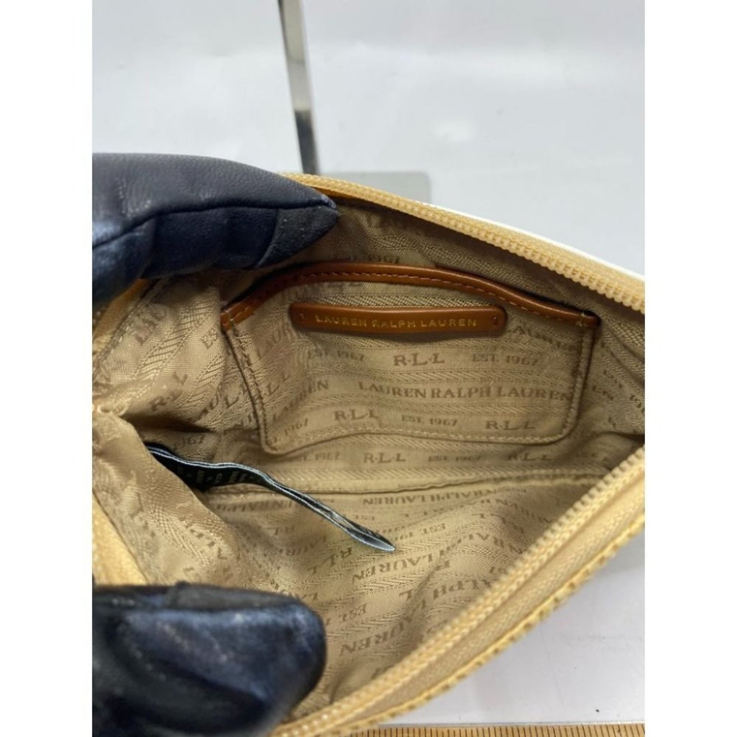 Lauren Ralph Lauren White Tan Large Wristlet