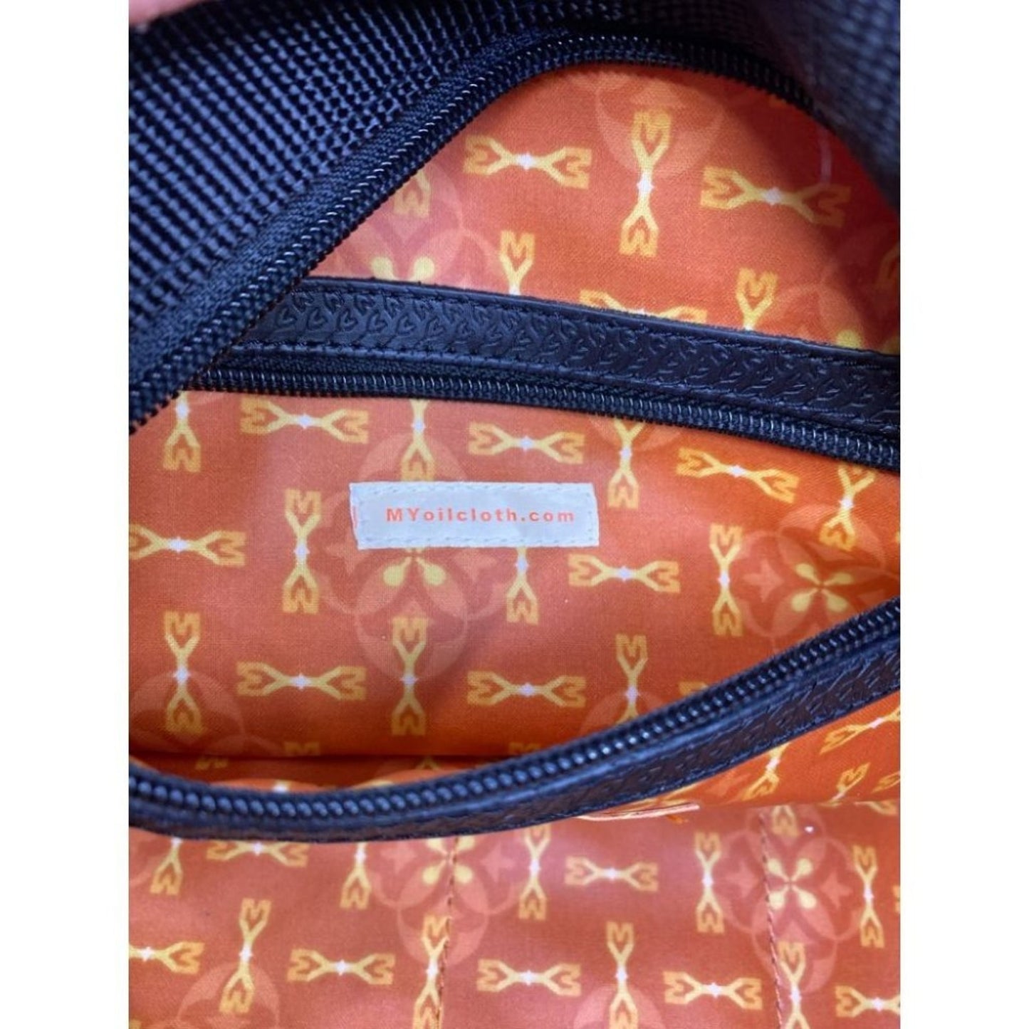 Oilcloth Orange Brown Large Nylon Tote Bag