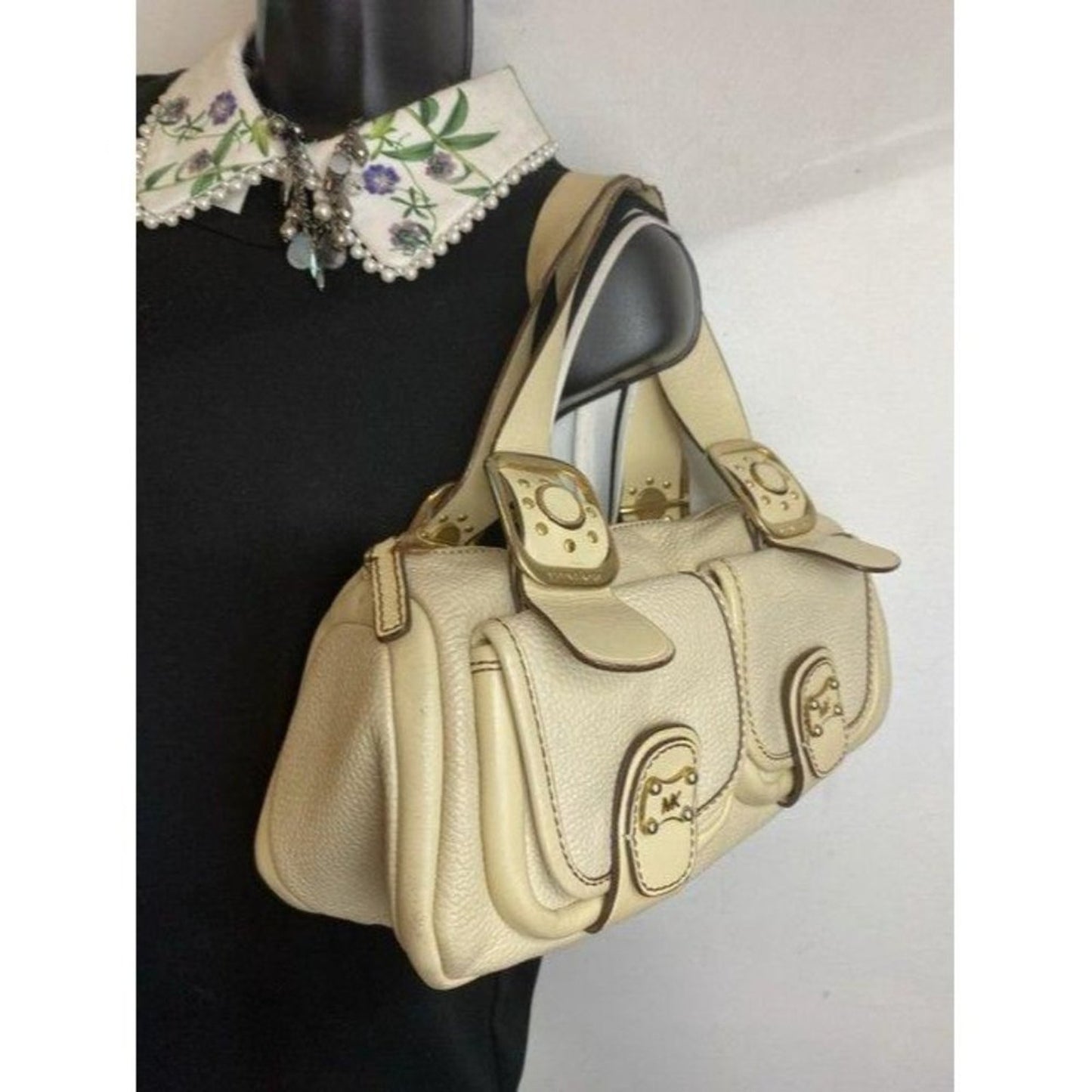 michael kors small handbag beige leather tote