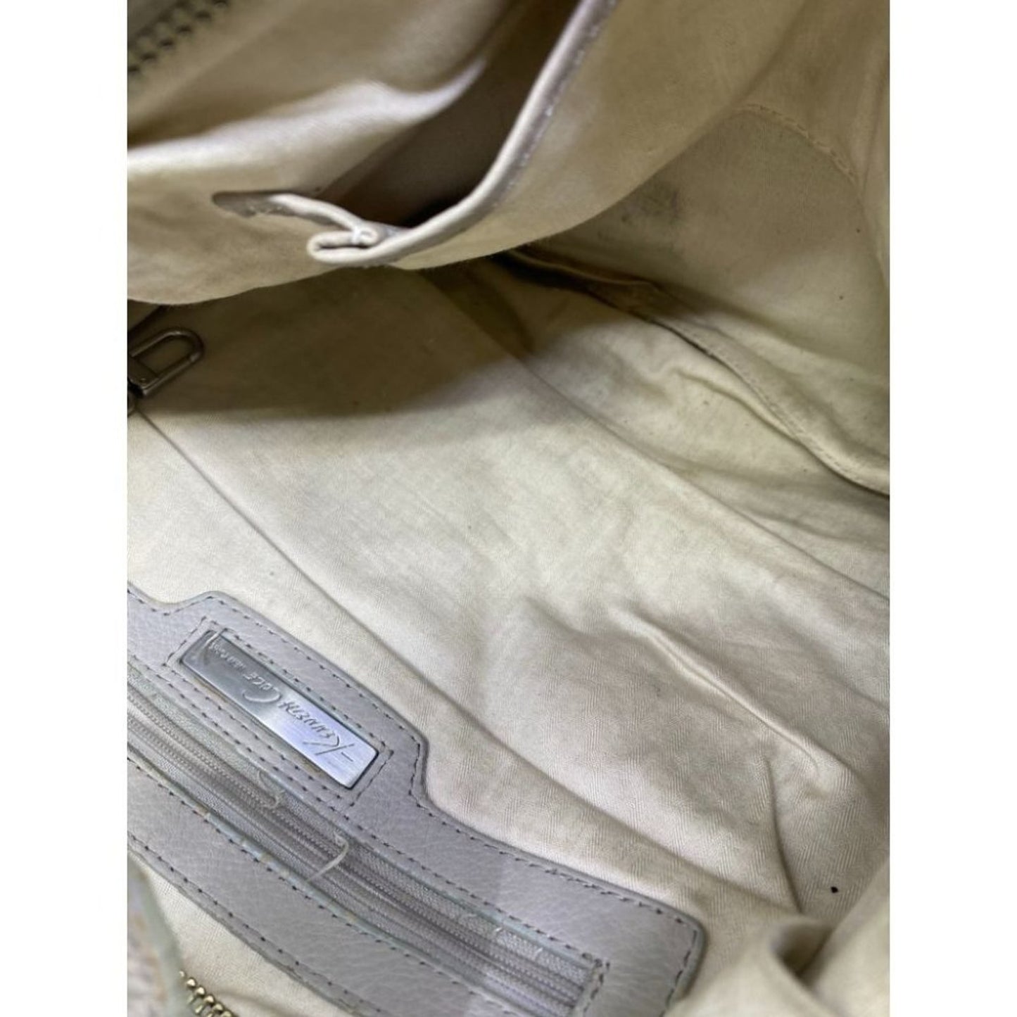 Kenneth Cole Cream Leather Tote/ Shoulder Bag