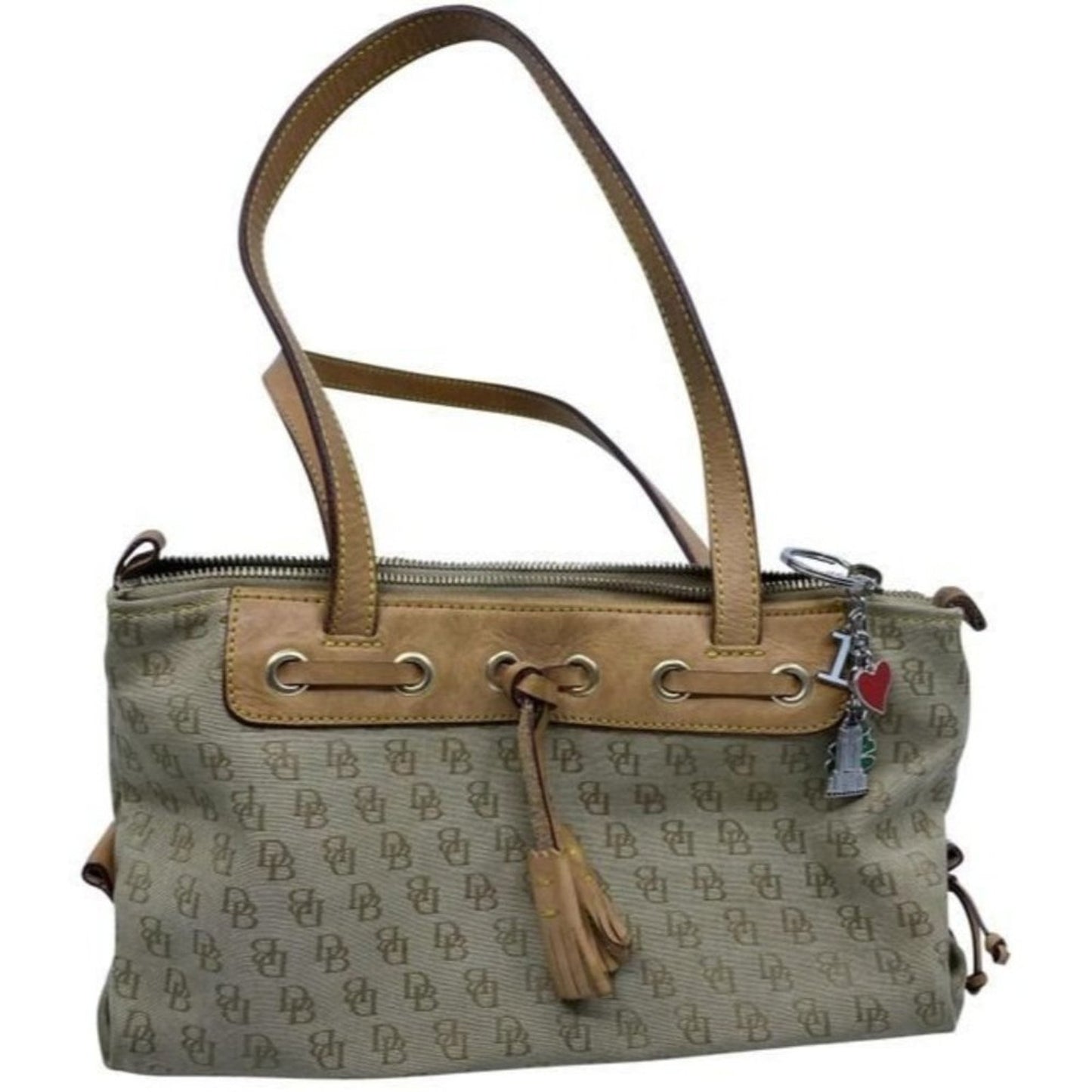Dooney And Bourke Unique Removable Inside Pocket Tan Fabric Shoulder Bag