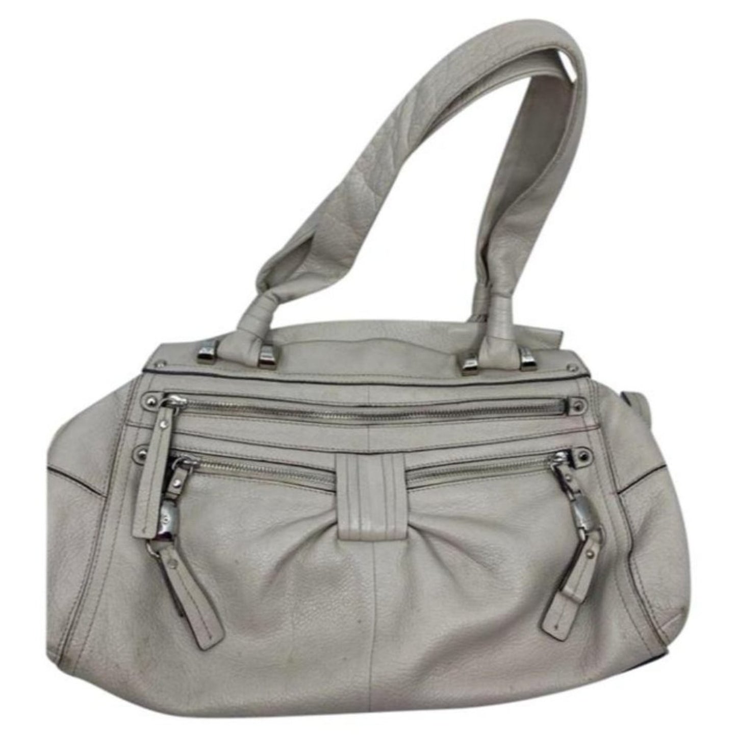B. makowsky Cream Leather Shoulder Bag