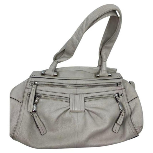 B. makowsky Cream Leather Shoulder Bag