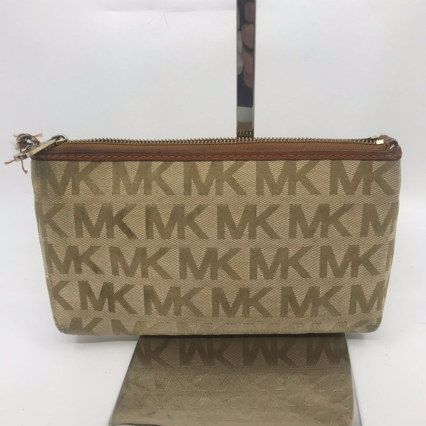 Michael Kors Fabric Tan Brown Wristlet