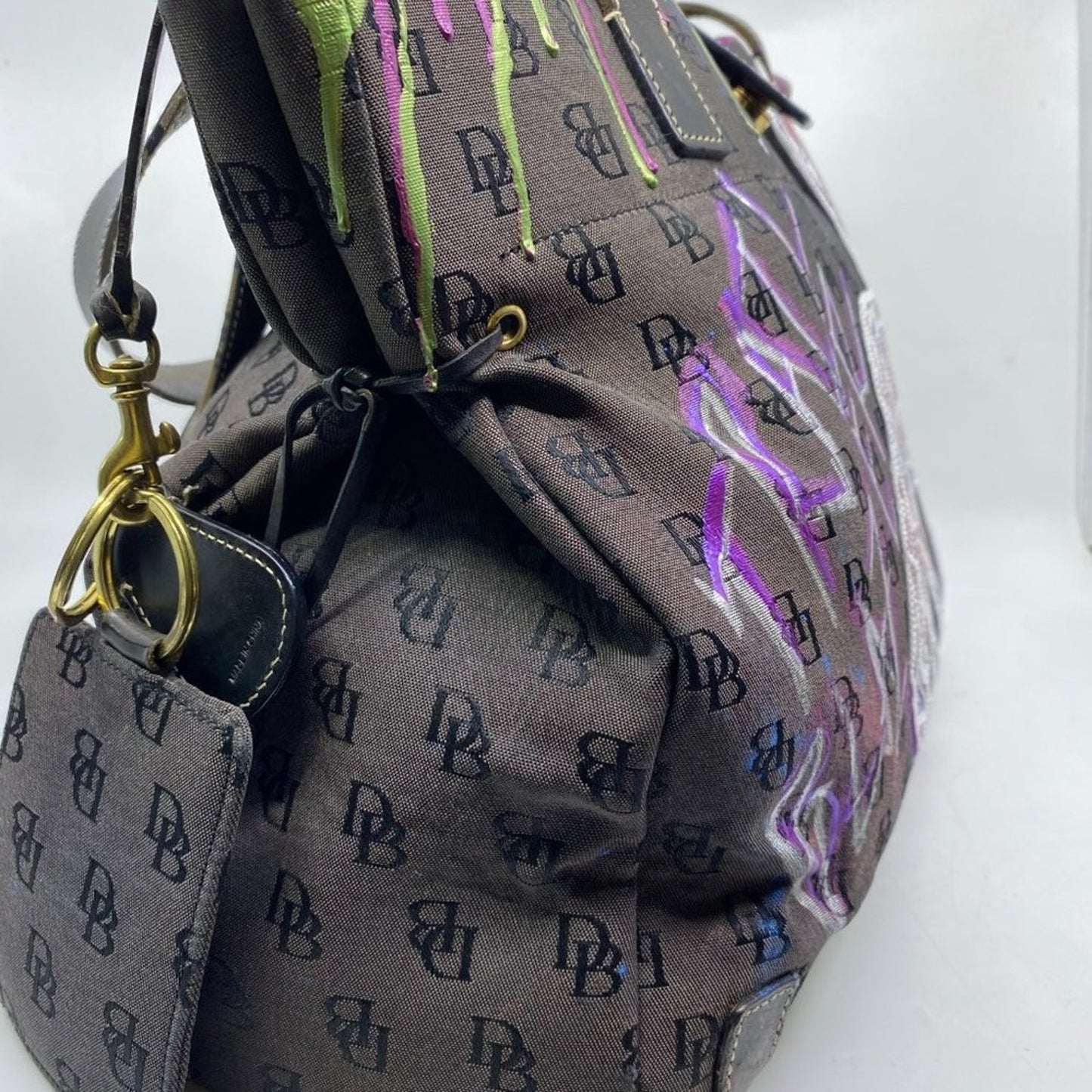 Dooney & Bourke Gray Customized W/ Graffiti Tote