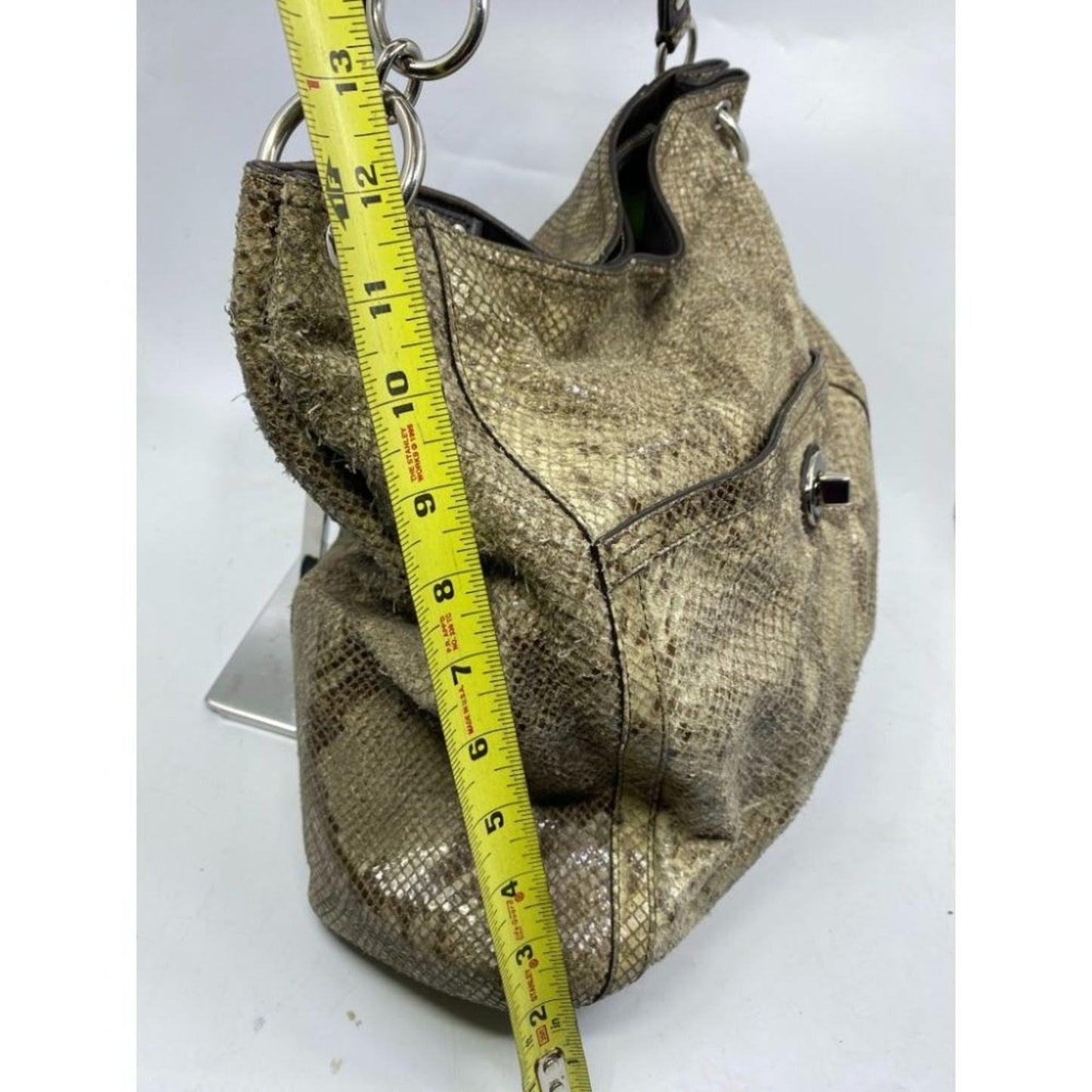COACH Animal Embossed Leather Tan Shoulder Bag