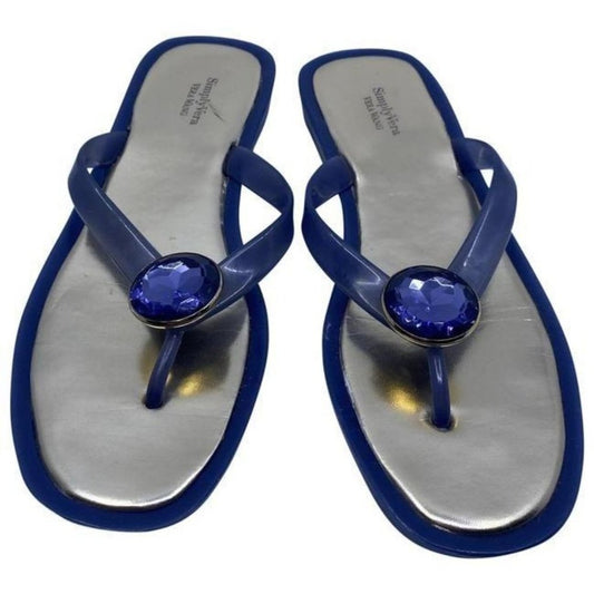 Simply Vera Vera Wang Blue Gold Sandals Size Us