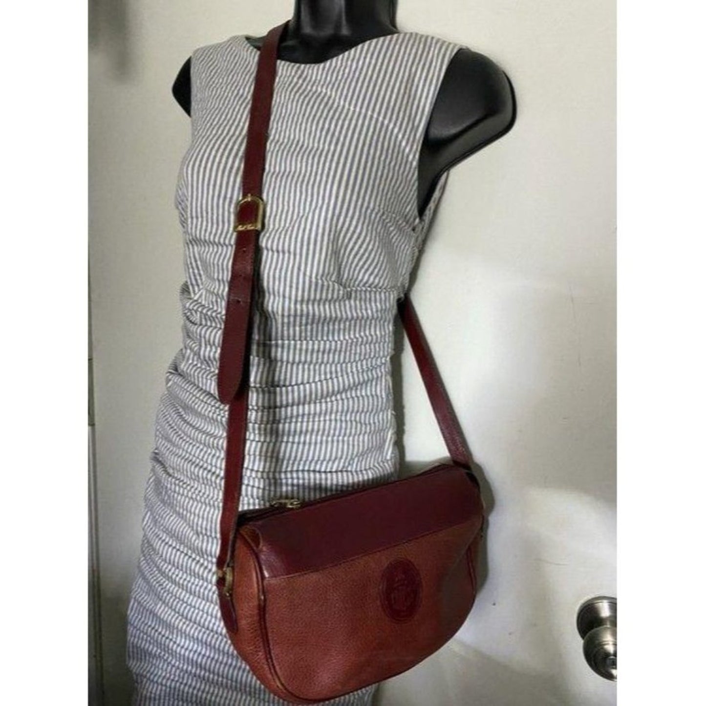 mark cross vintage shoulder burgundy leather cross