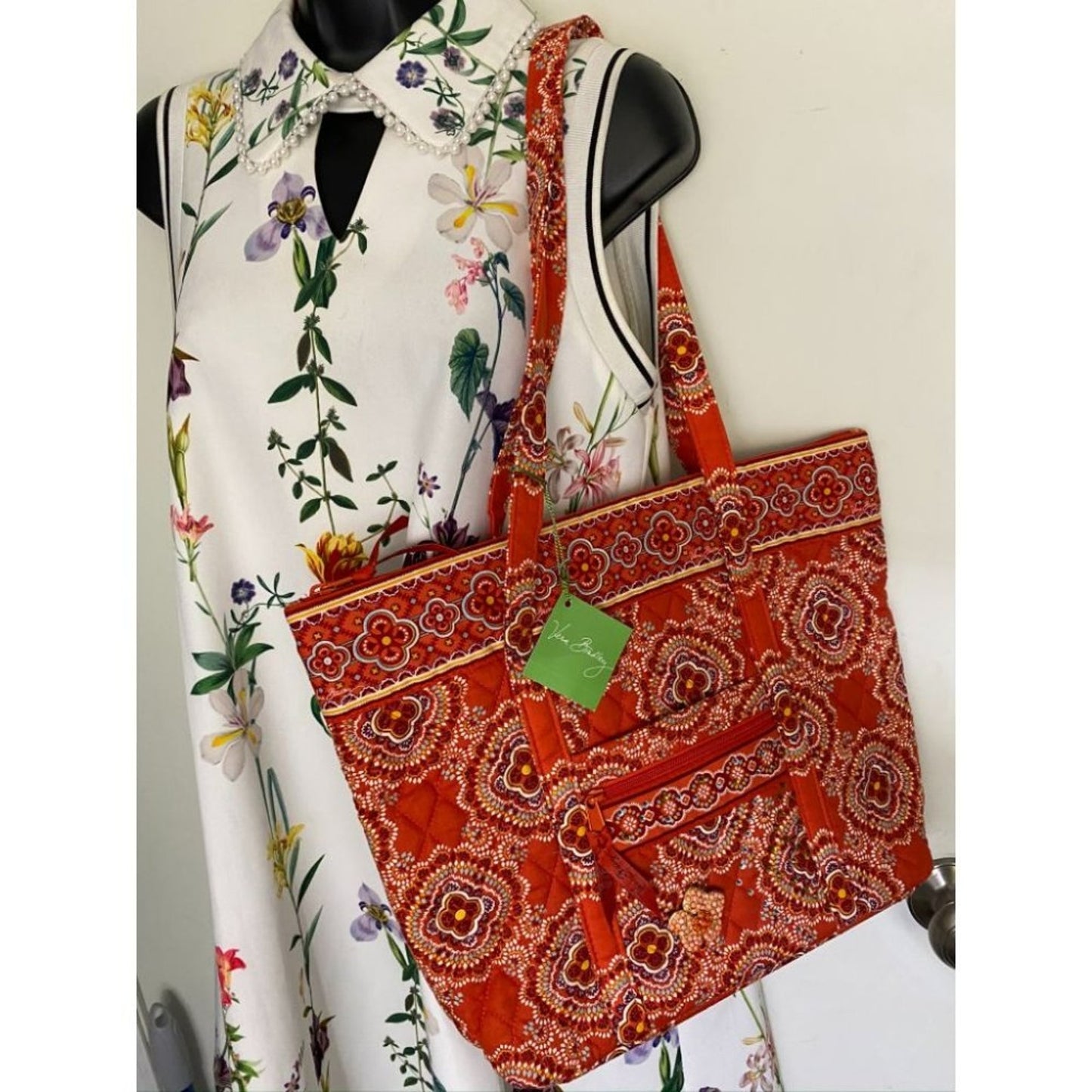 NWT! Vera Bradley Quilted Bag w Wallet Red Beige