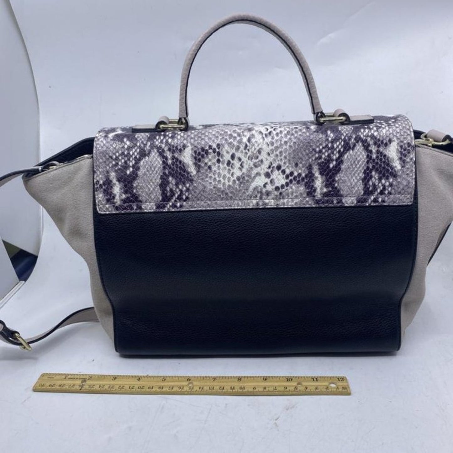 Kate Spade Snakeskin Print Handbag Blackgray Leather Shoulder Bag