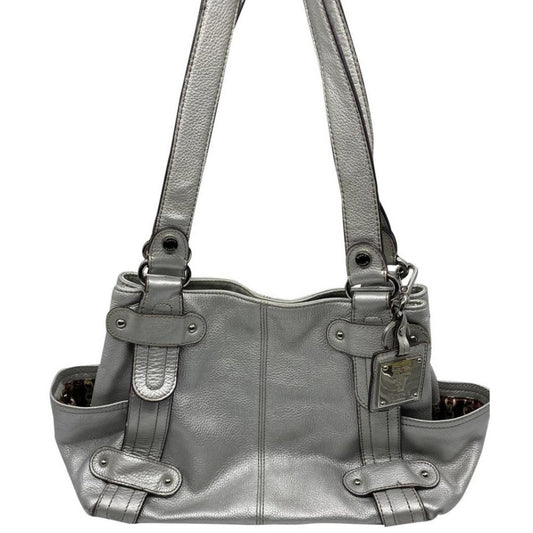 Tignanello Silver Leather Shoulder Bag