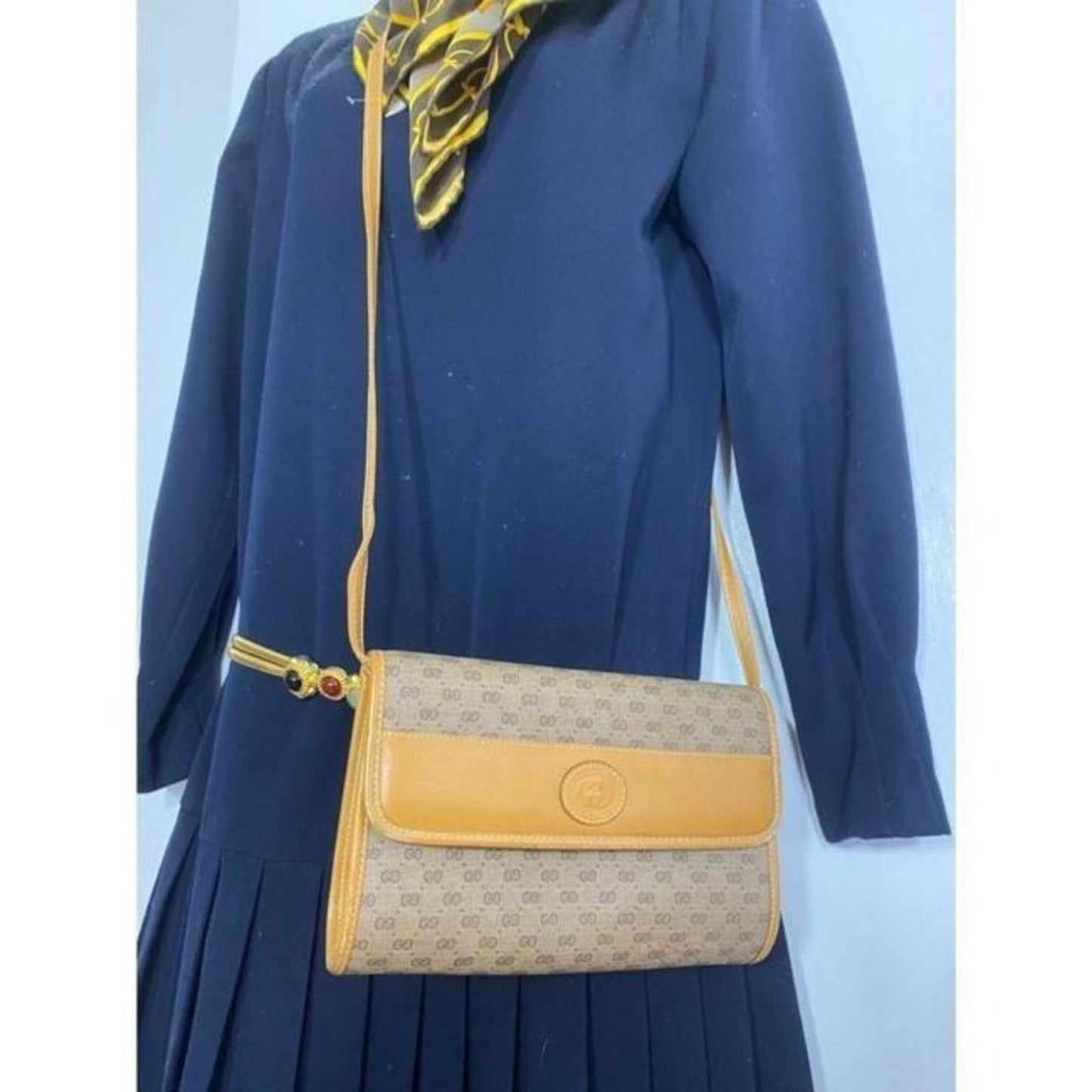 GUCCI Vintage Flap Coated Canvas Crossbody Bag