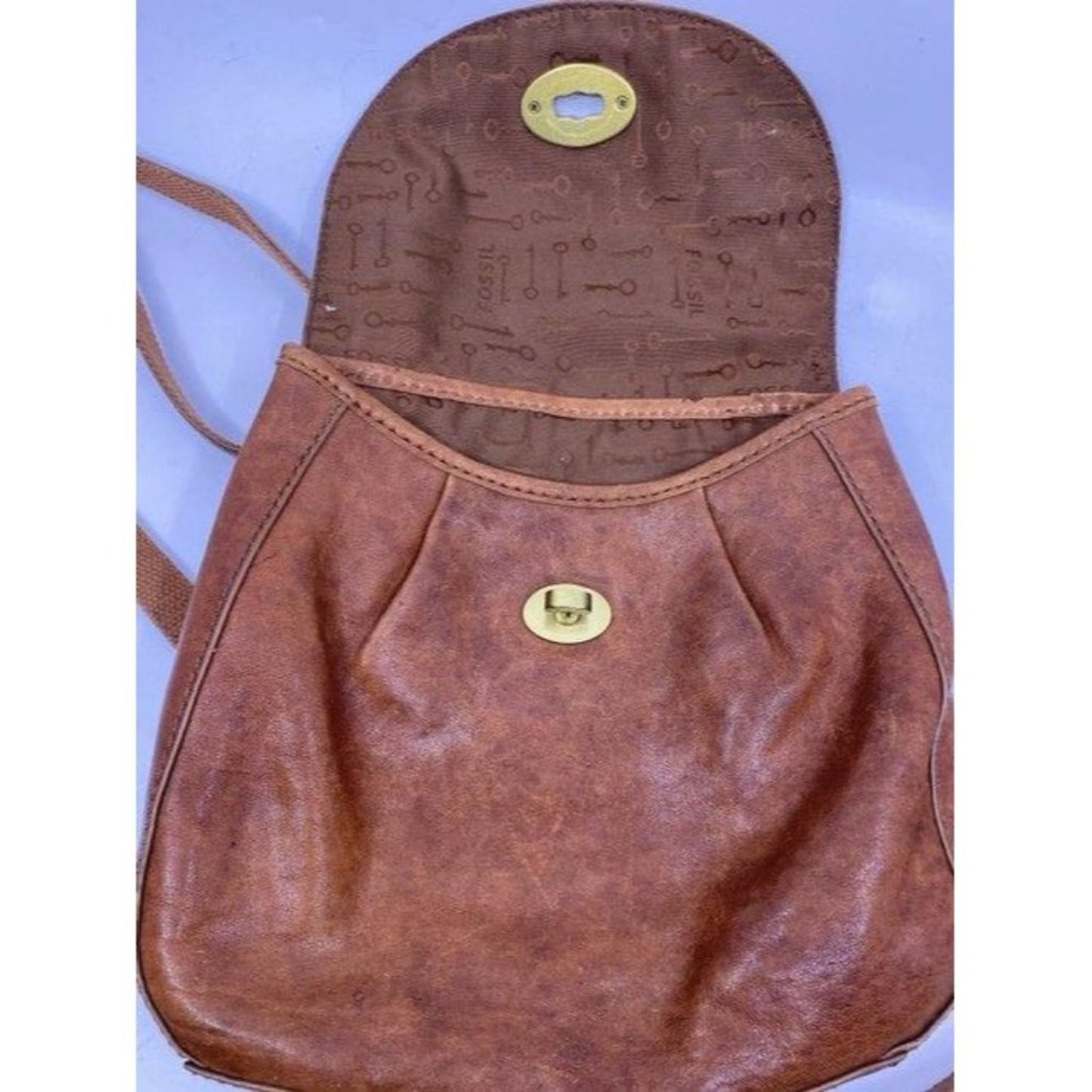 Fossil brown leather shoulder bag