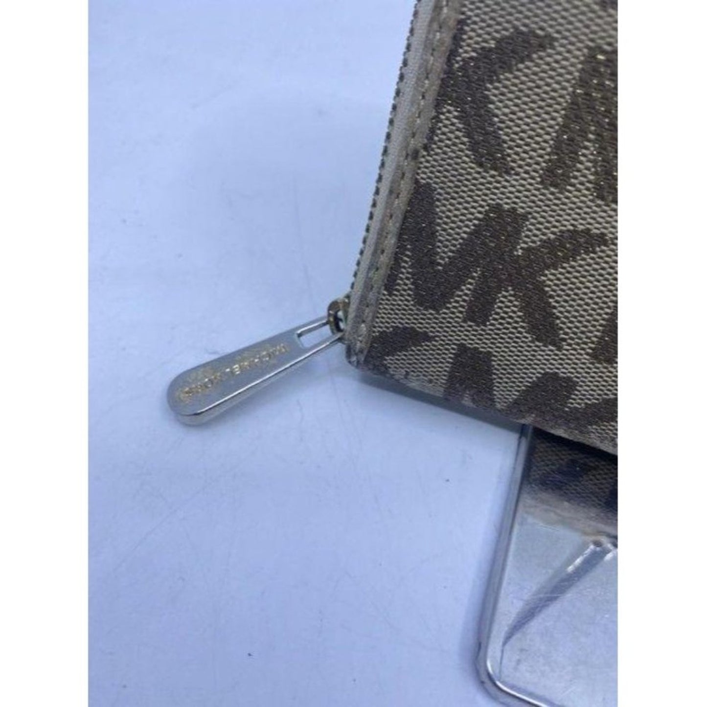 Michael Kors Gold Beige Mk Within Continental Wall