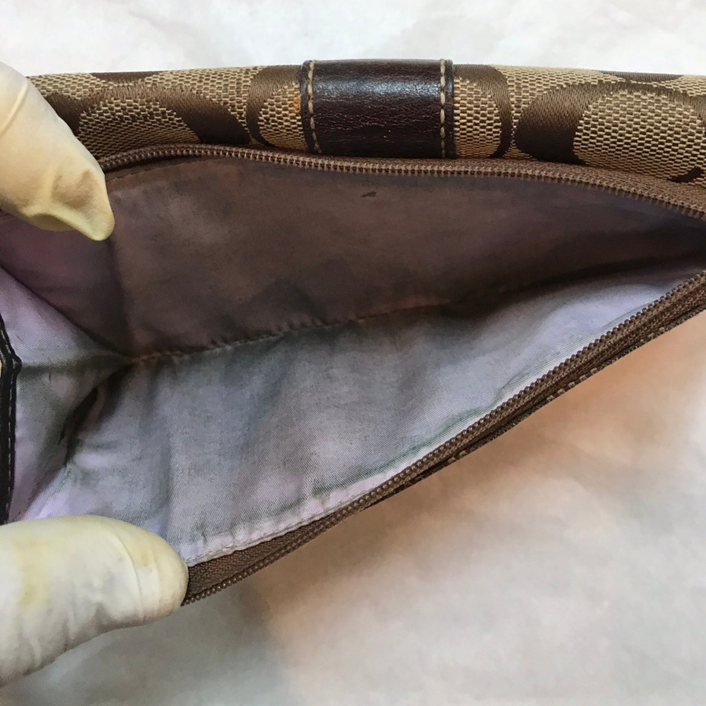 Coach Tan Brown C Jacquard Design Wristlet