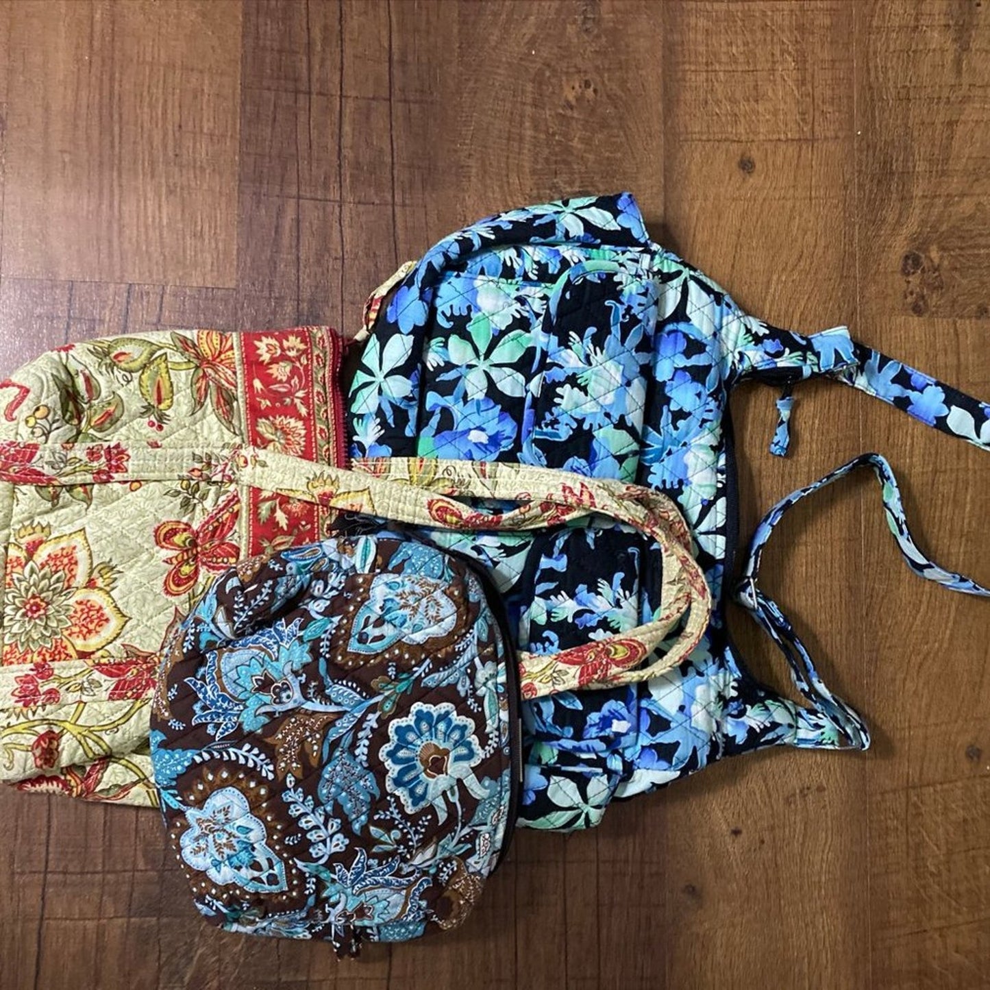 Lot of 3 Unbranded Floral Fabric Quilted Bags