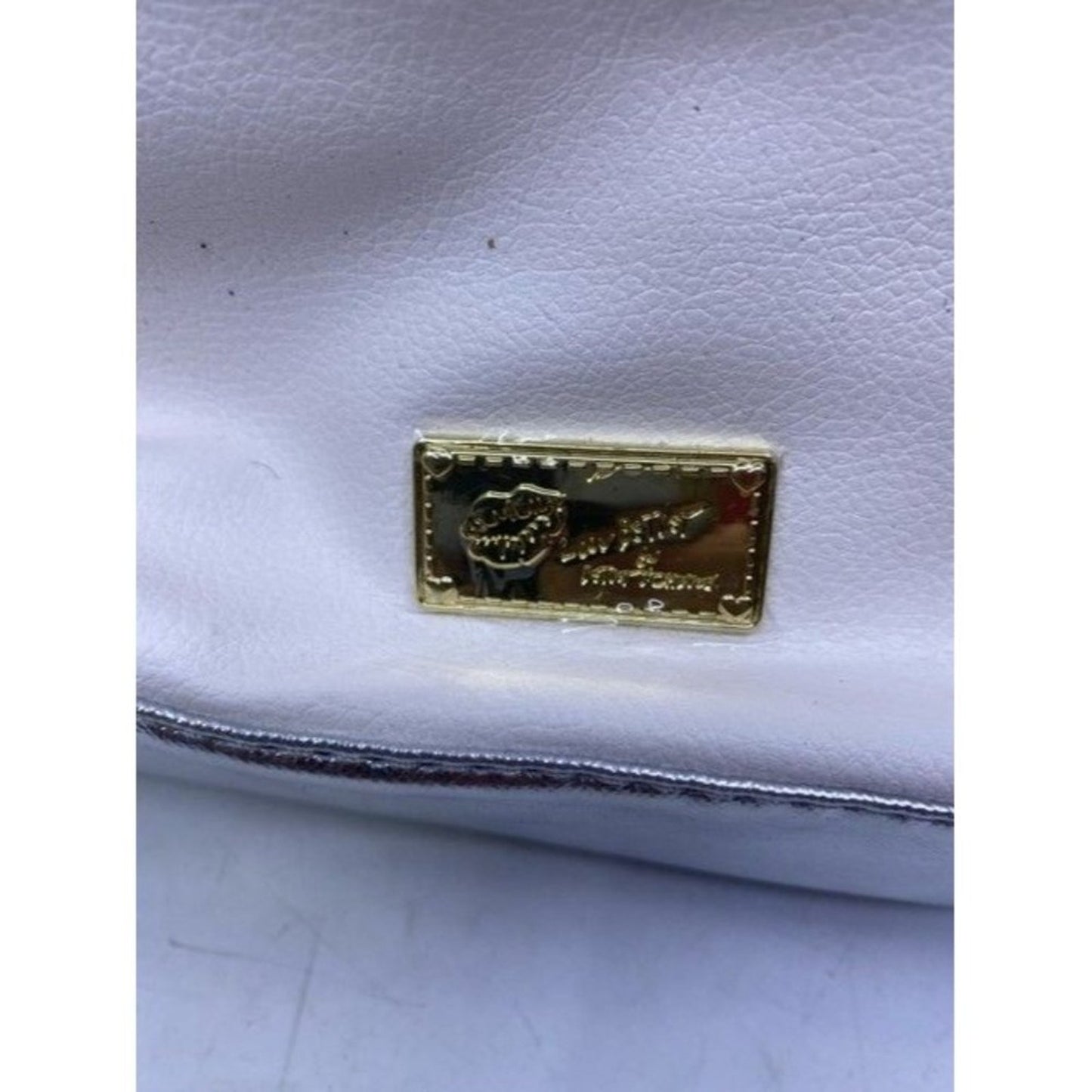 Betsey Johnson Love Kissing Unicorn White Faux Lea