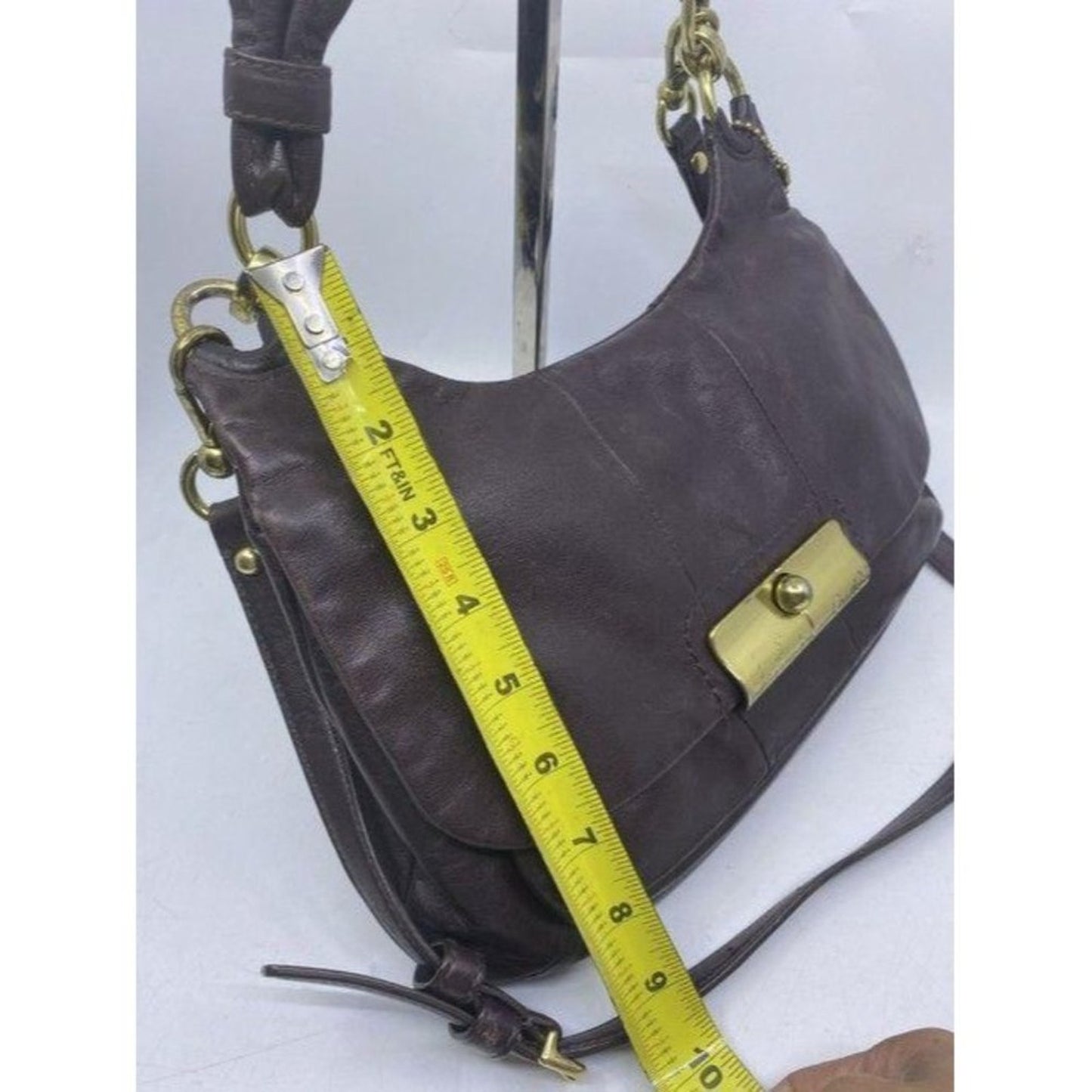 coach vintage rare brown leather cross body bag