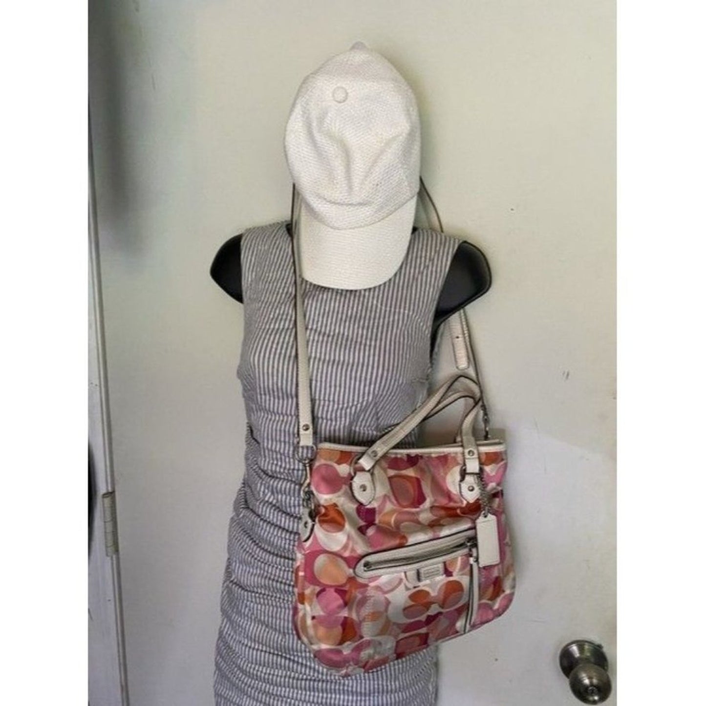 Coach Multi Purpose Pink Fabric Cross Body Bag
