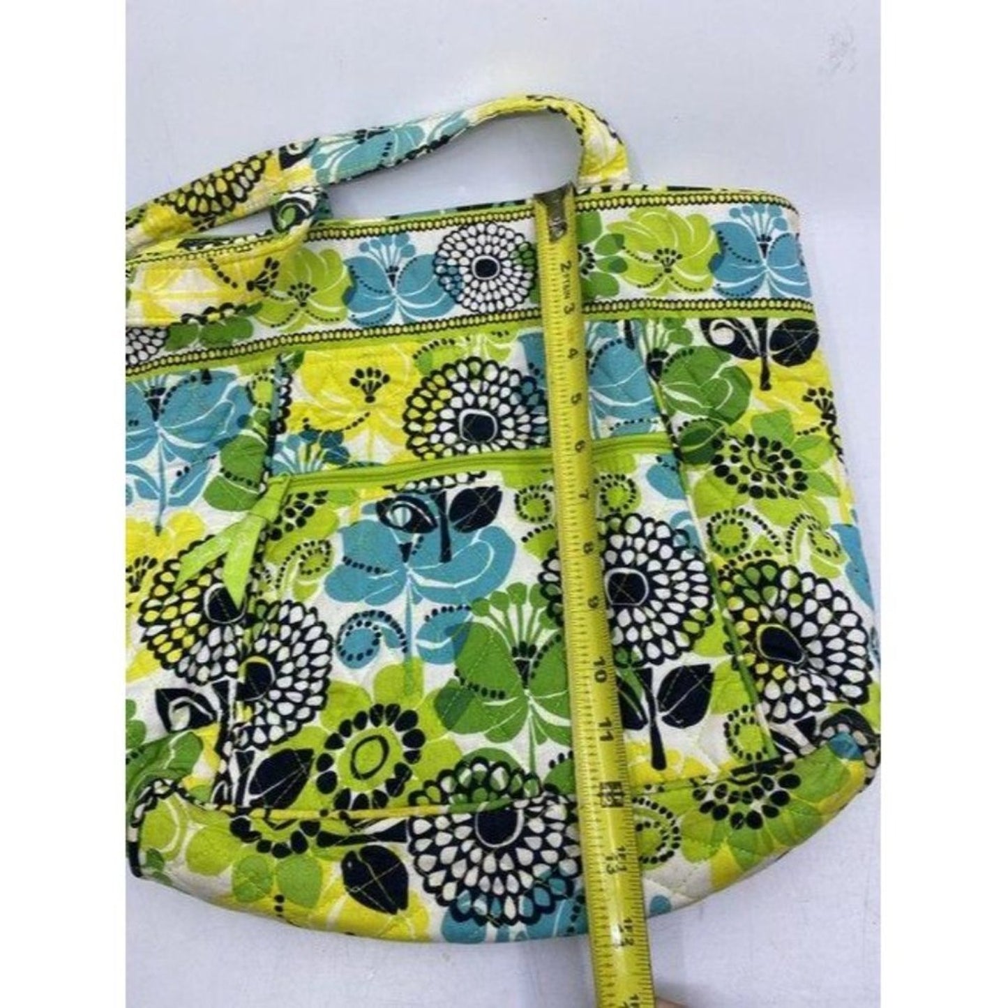 vera bradley bag quilted green blue white fabric t