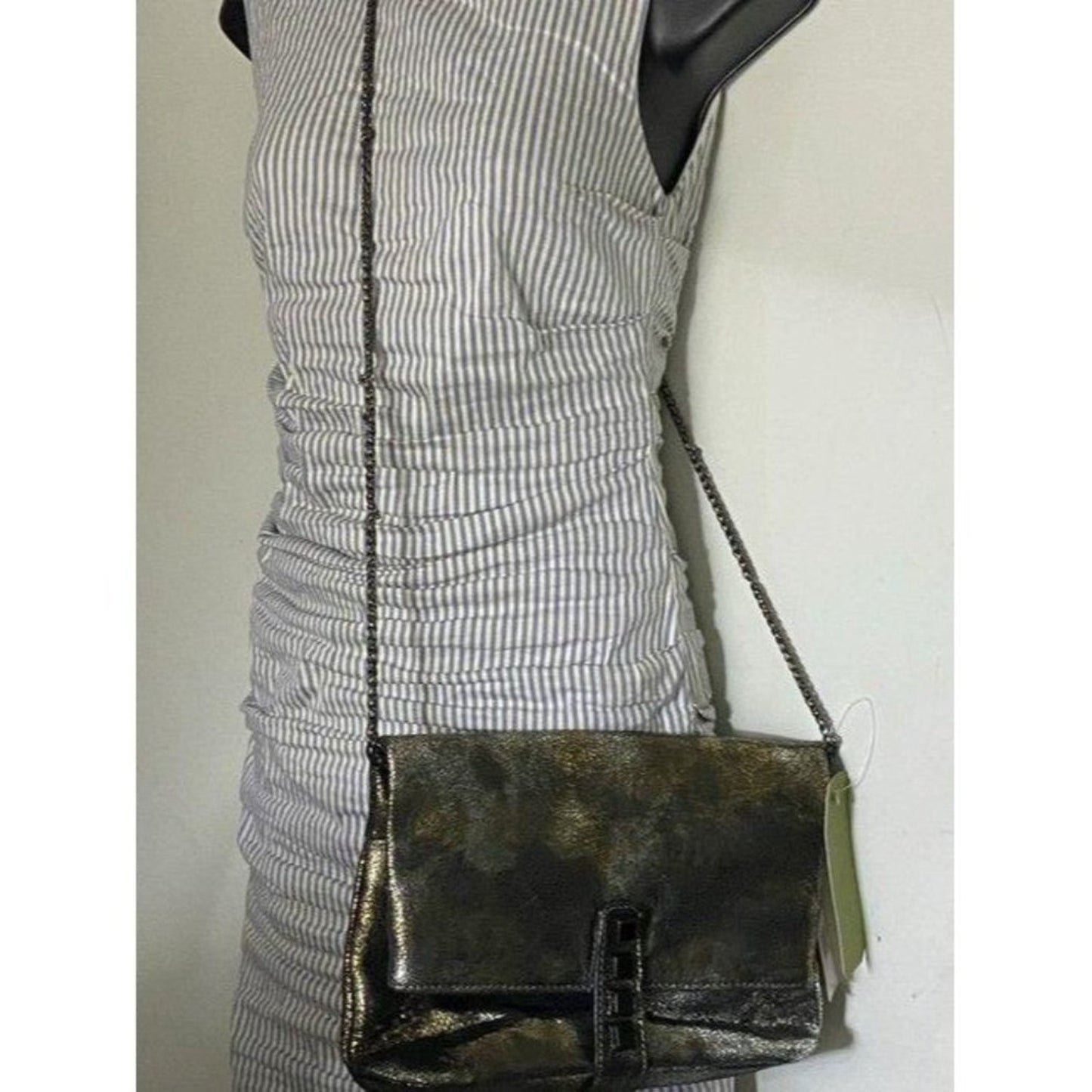 Nicole Miller Msrp Black Gold Leather Cross Body B