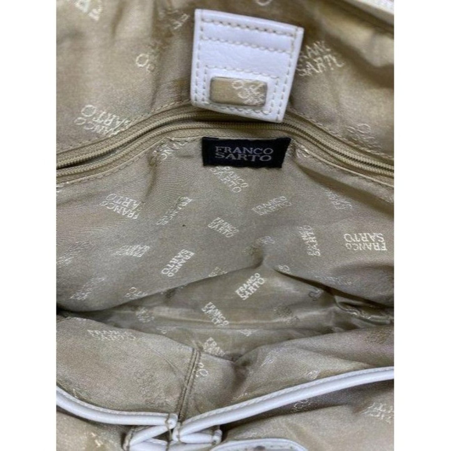 franco sarto bag white tan fabric tote
