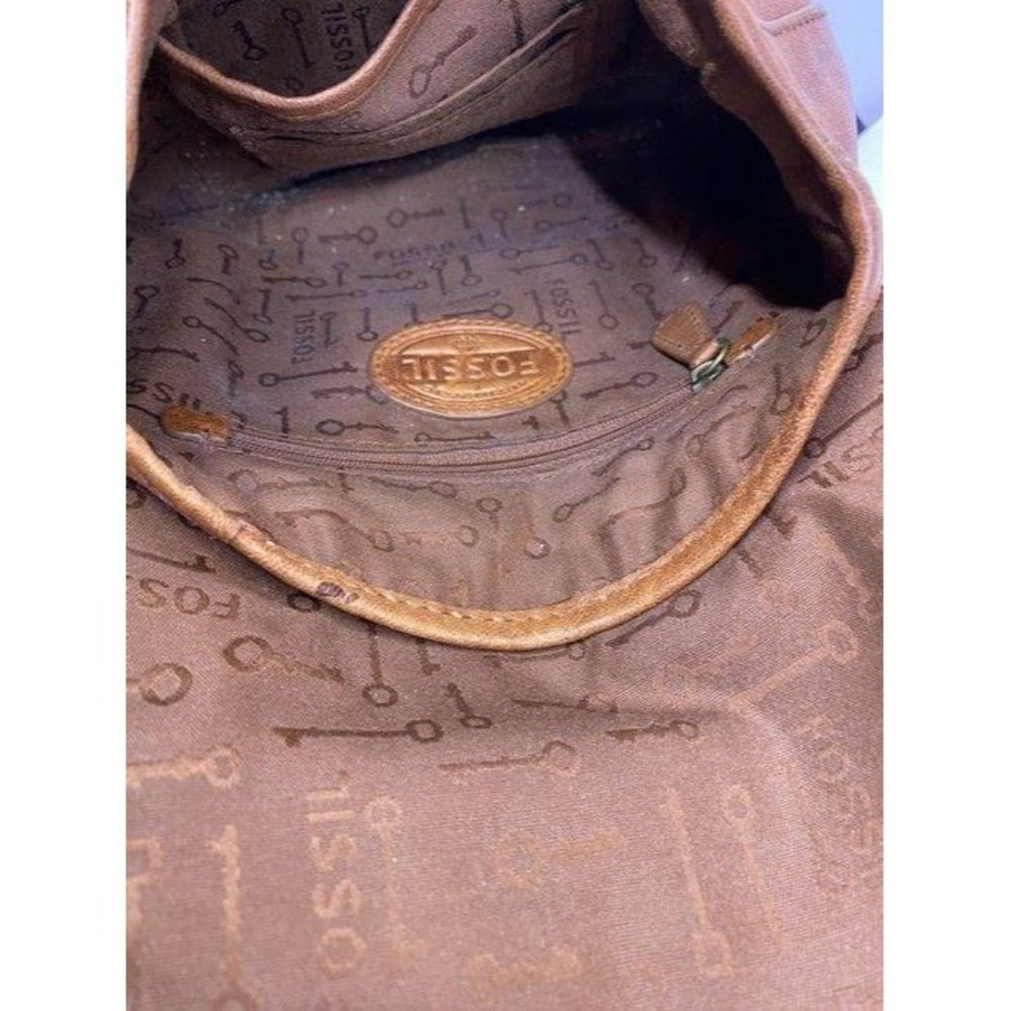 Fossil brown leather shoulder bag