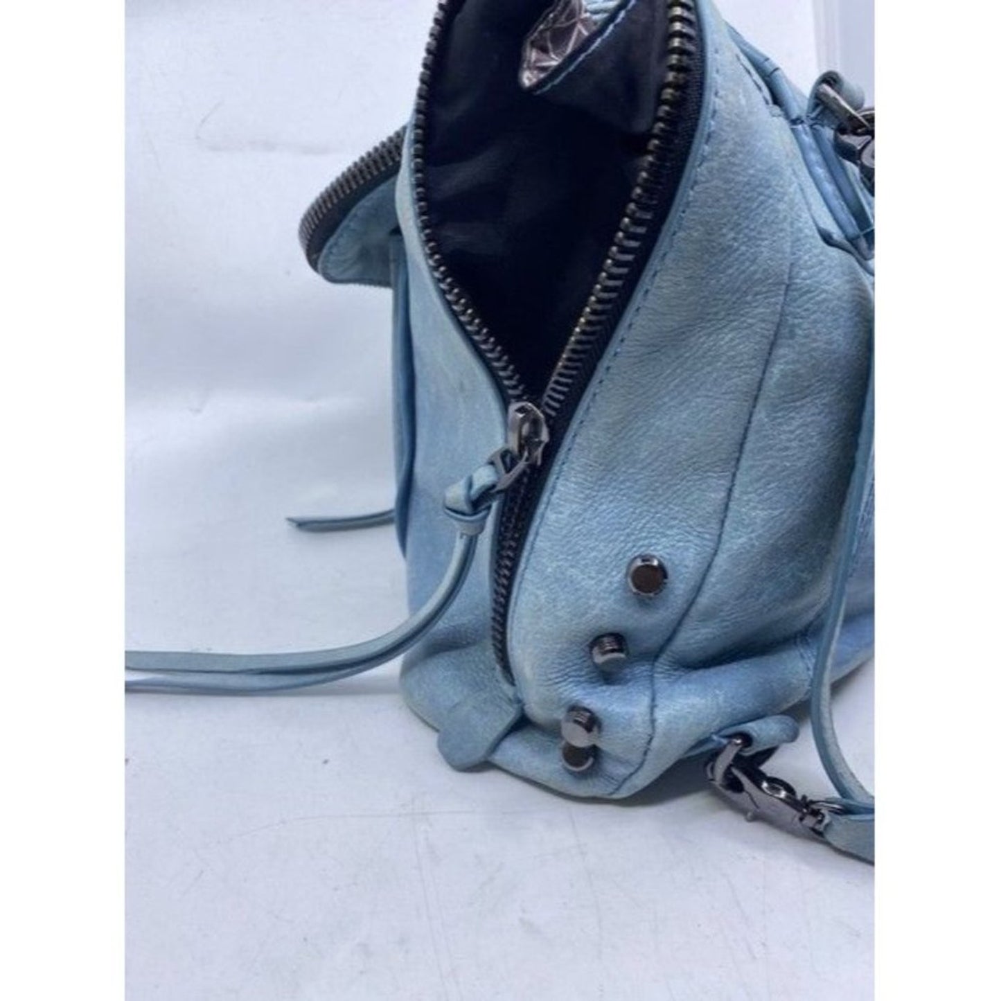 Botkier Warren Navy Bluegunmetal Leather Backpack