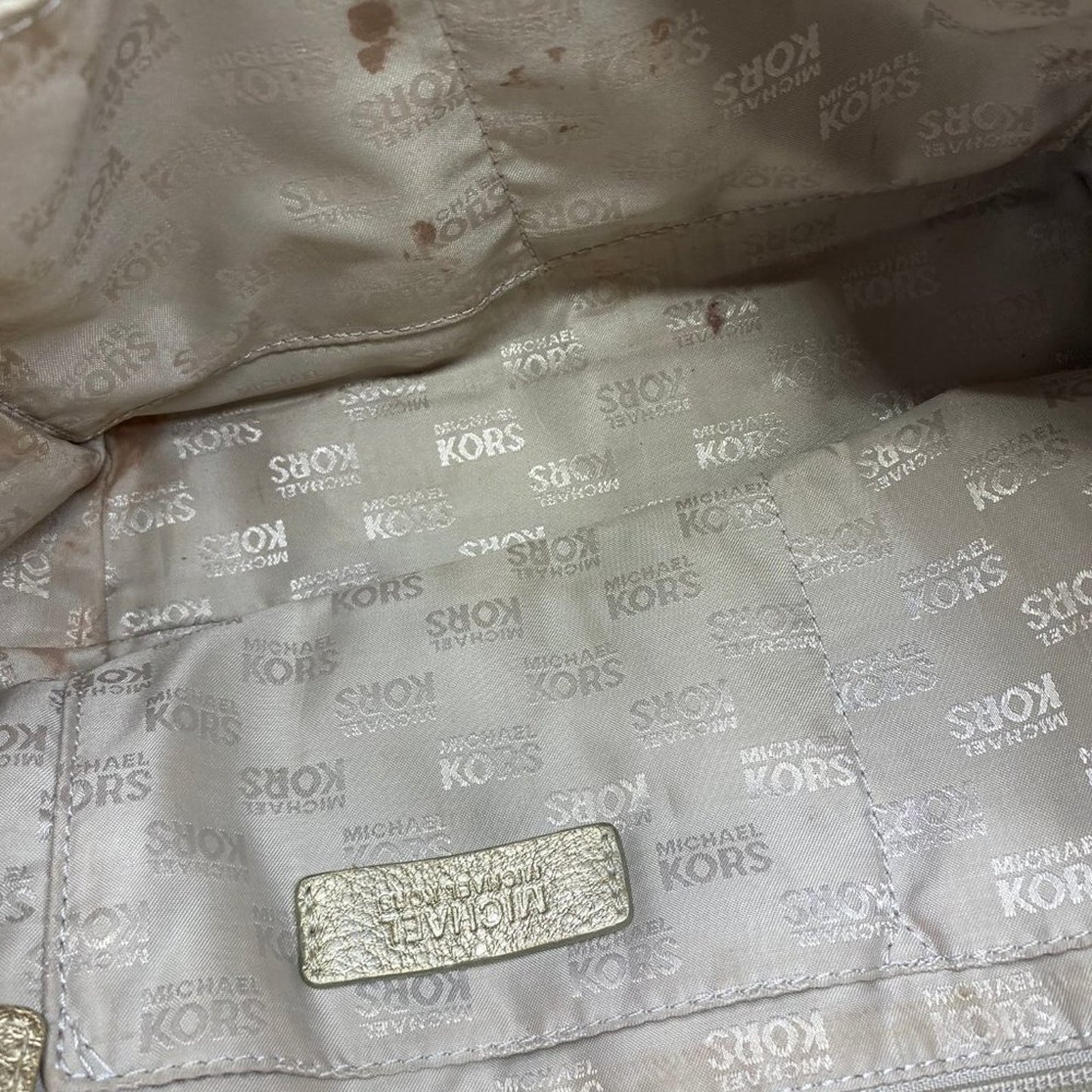 Michael Kors Medium Brown/Gold Fabric Shoulder Bag