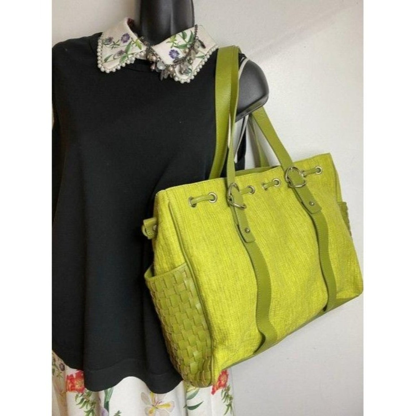 kenneth cole bag green fabric tote