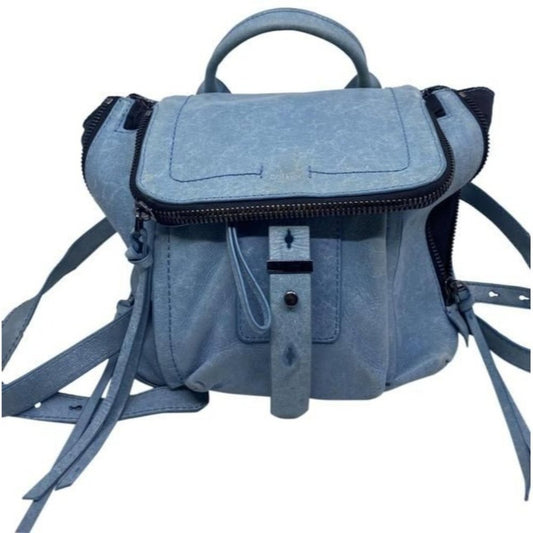 Botkier Warren Navy Bluegunmetal Leather Backpack