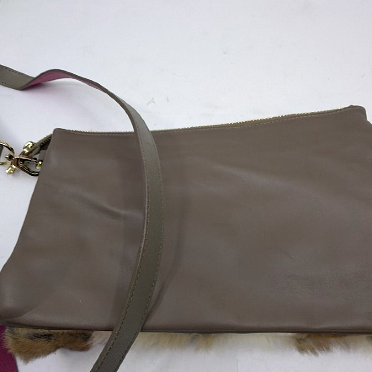 ADMJ Patchwork Brown Fur Leather Crossbody Bag