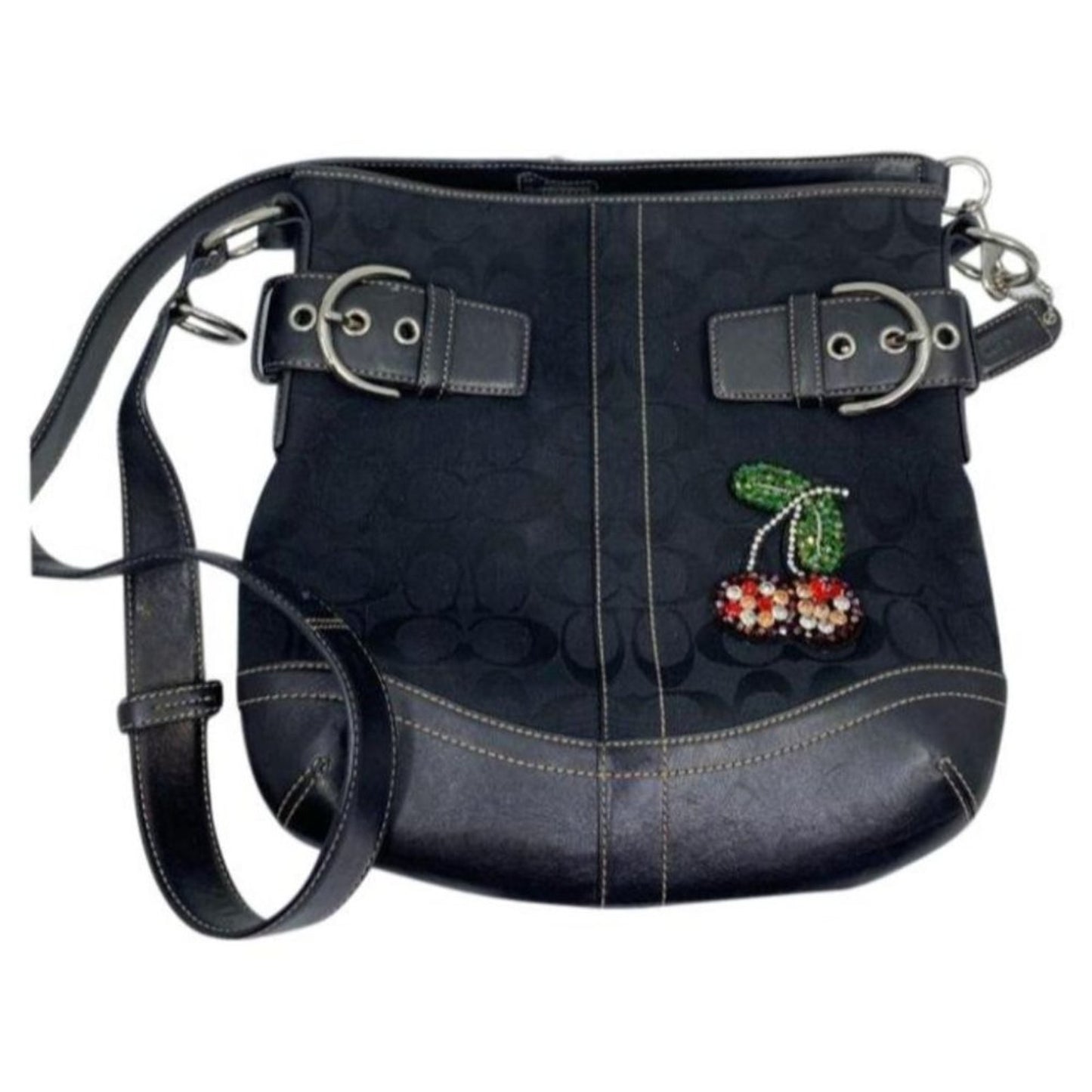 Coach Black Jacquard Fabric Signature Crossbody