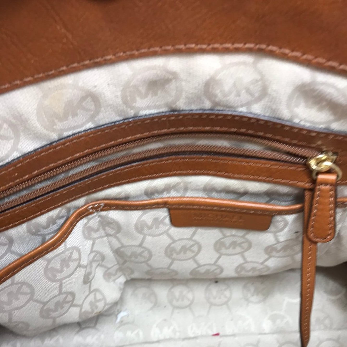 Michael Kors White Woven Fabric Large Handbag