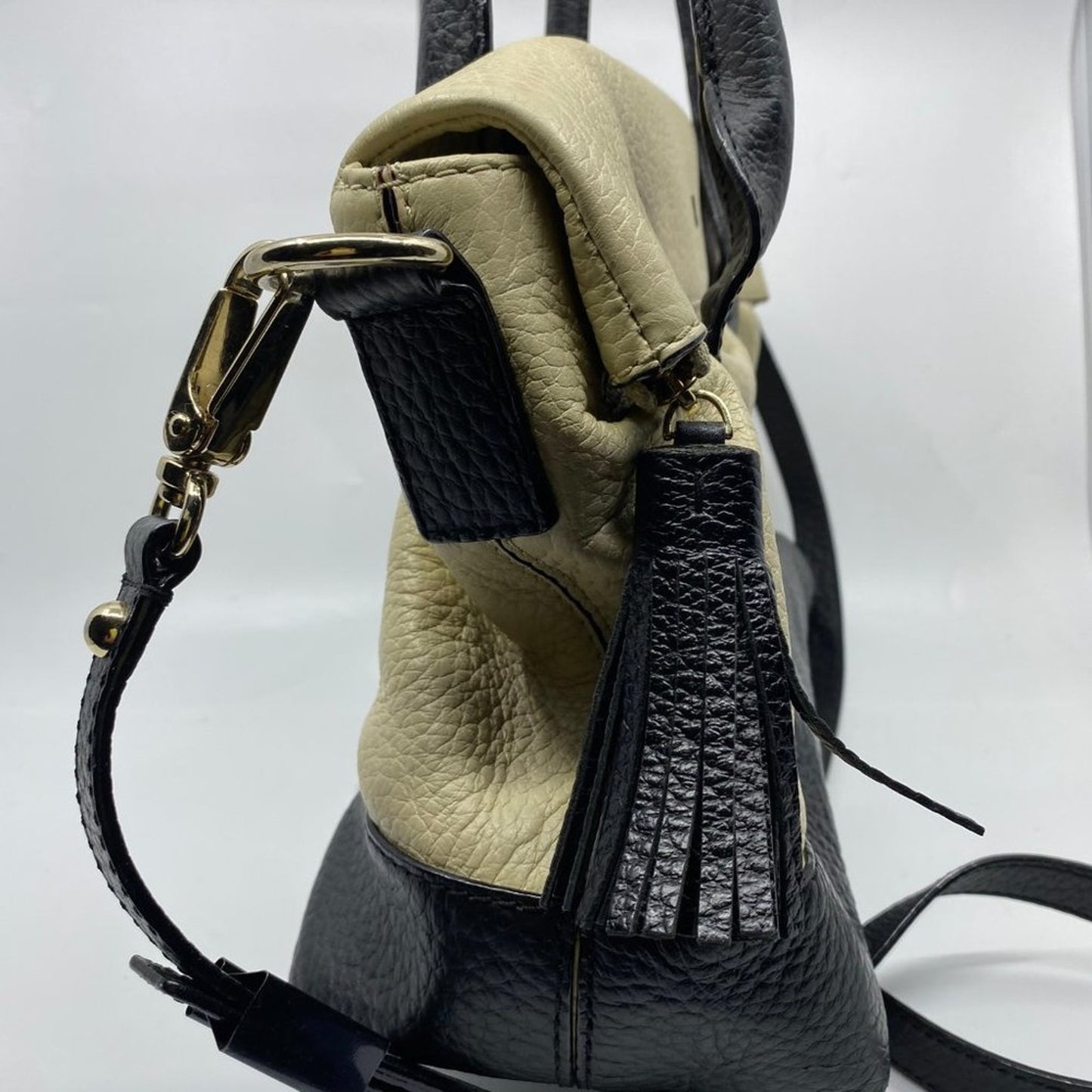 Kate Spade Cream Black Large Leather Shoulder Bag