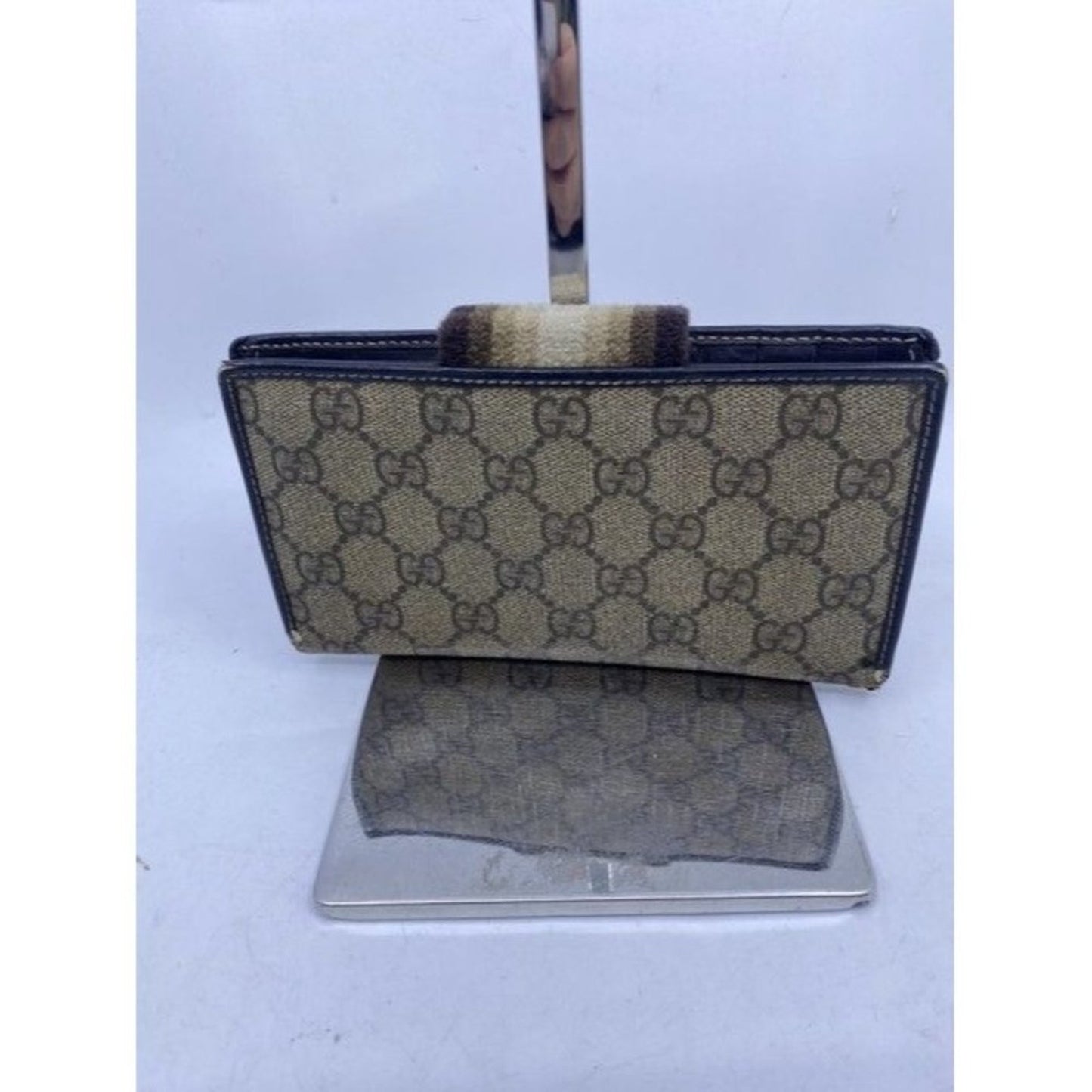 Gucci Brown Long Vintage Gg Web Wallet
