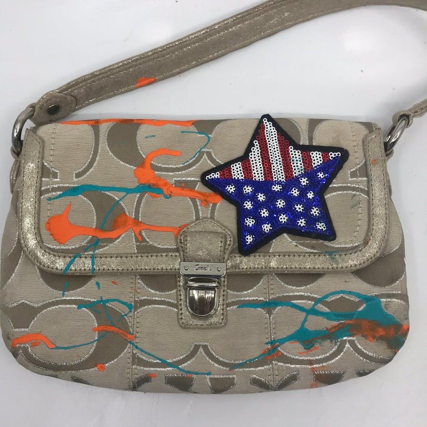 COACH Customized Tan Fabric Small Shoulder Bag