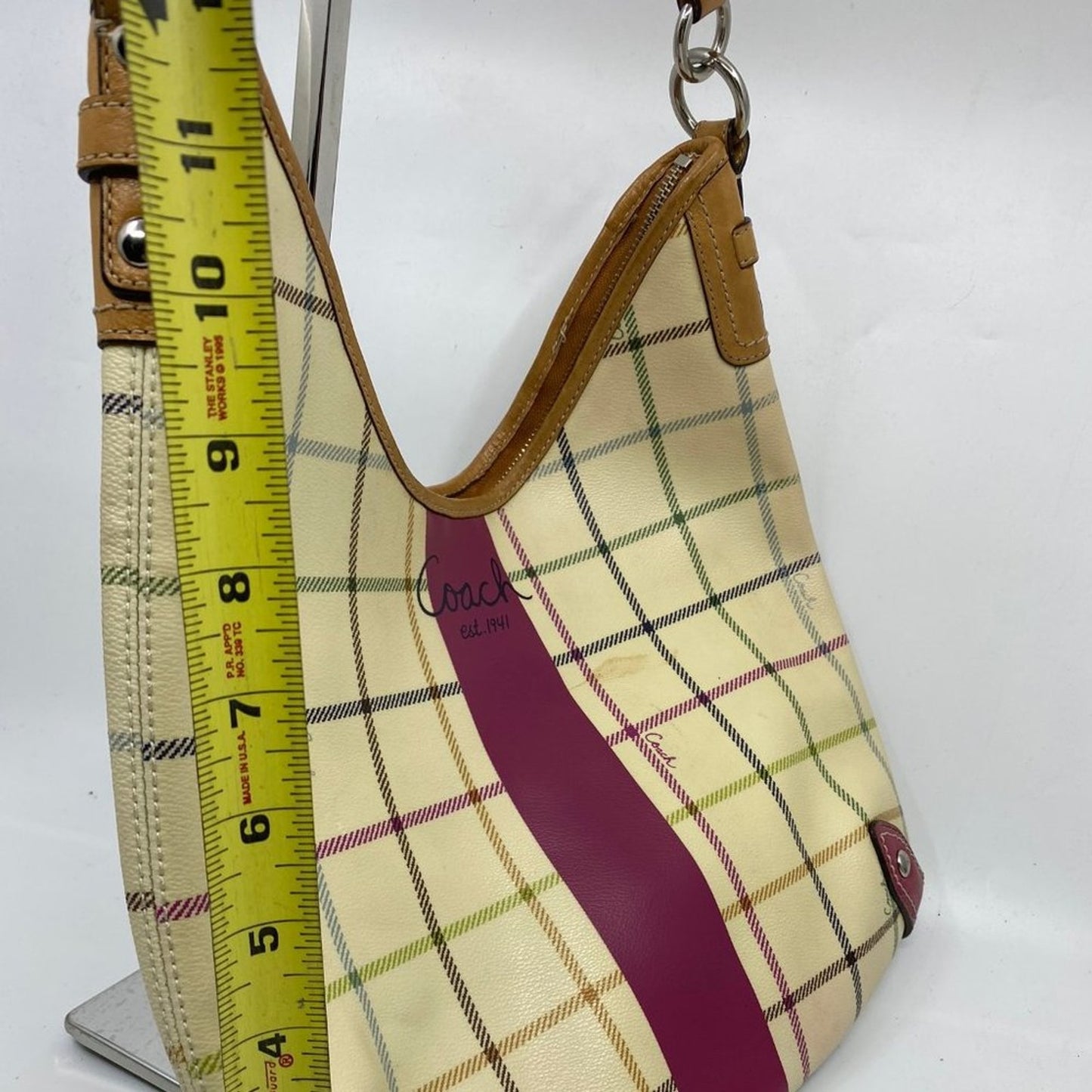 COACH M Yellow Brown Coated Canvas Shoulder Bag