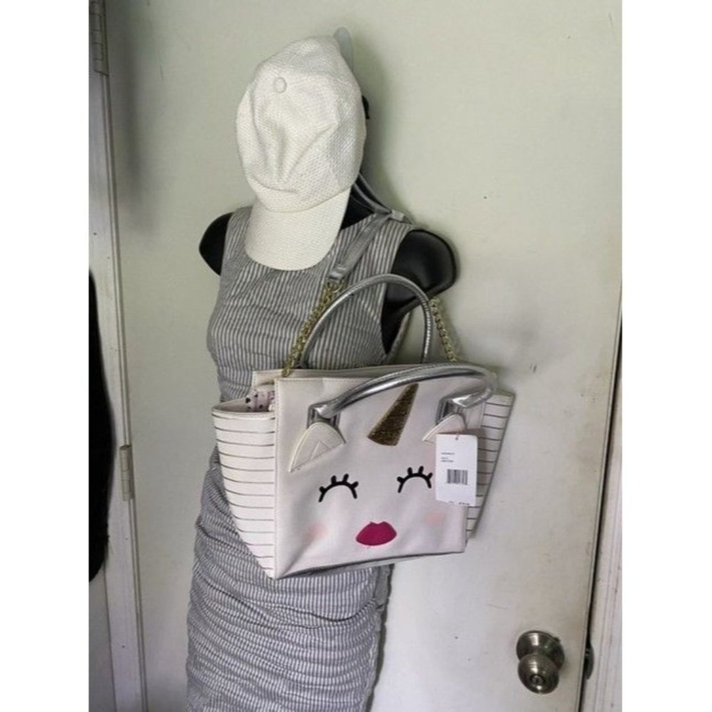 Betsey Johnson Love Kissing Unicorn White Faux Lea