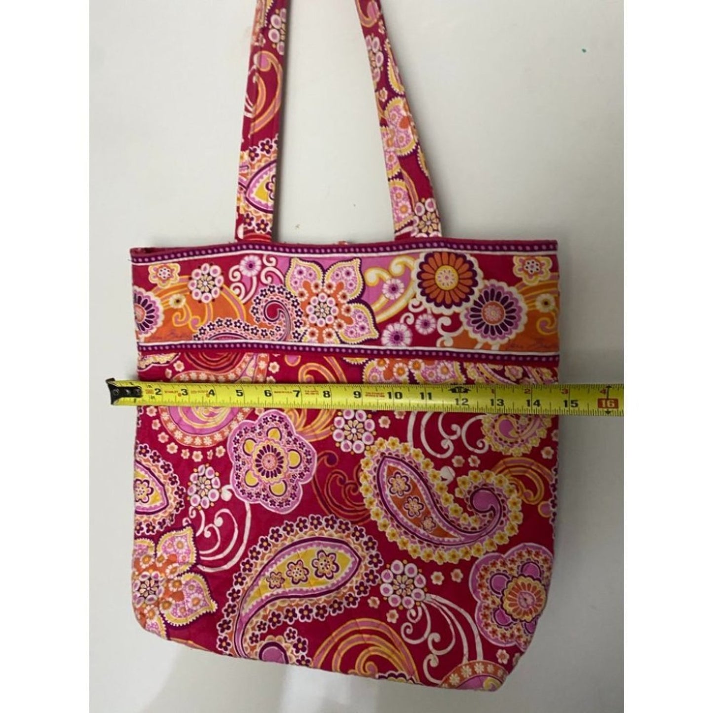VERA BRADLEY Red Orange Large Quilted Tote Bag
